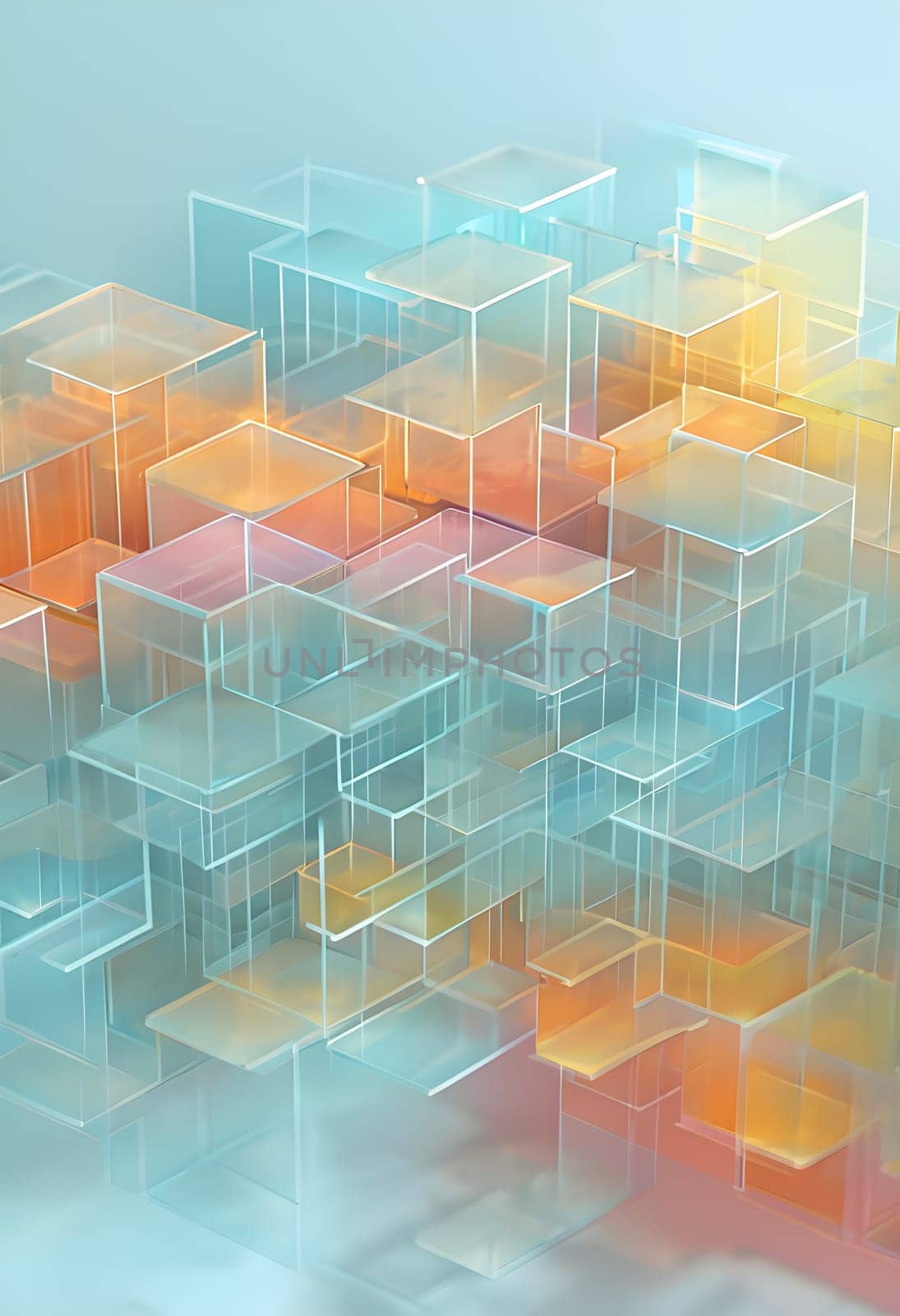 layers of translucent squares moving in a synchronized flow, resembling dynamic data visualization, AI generated