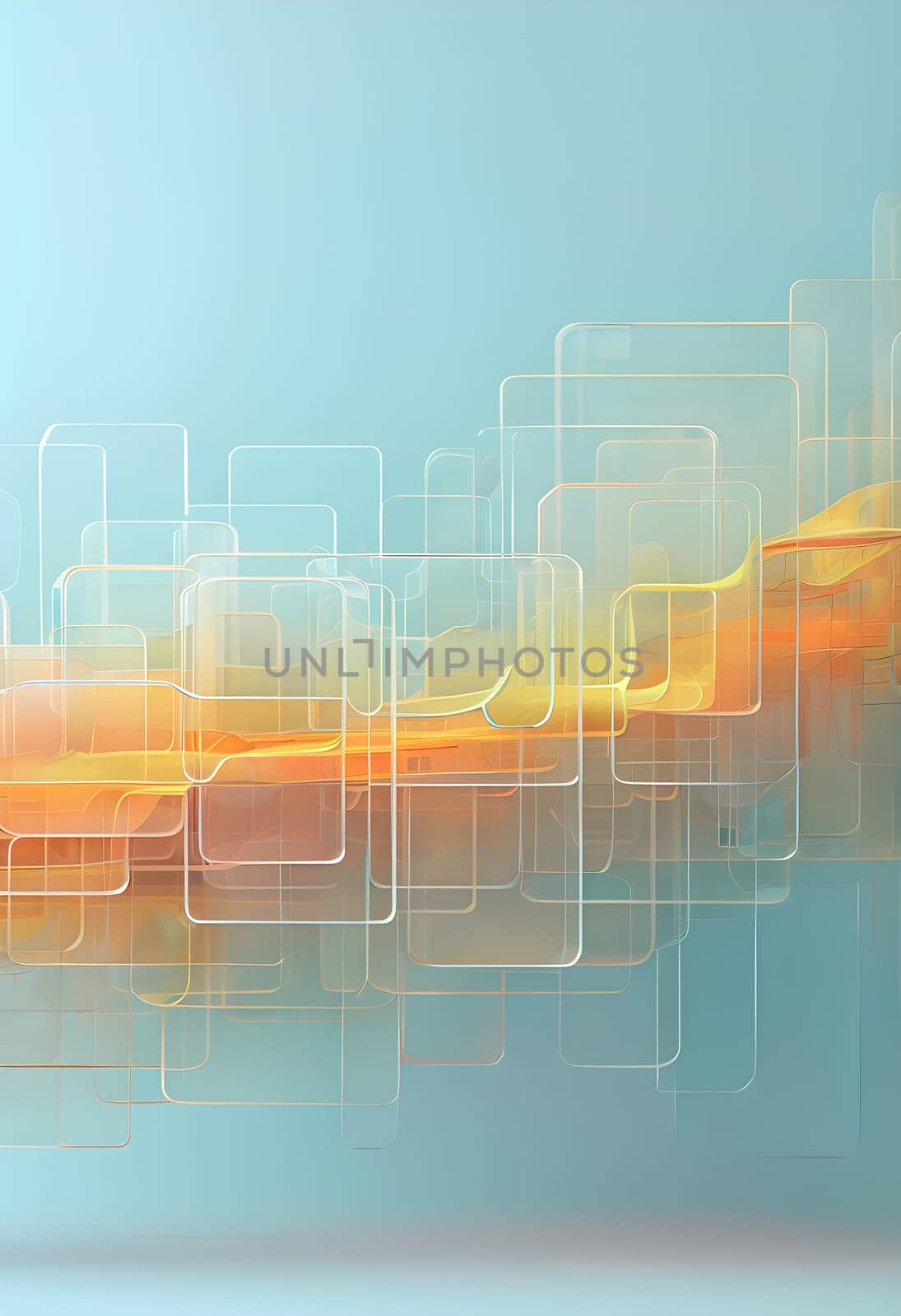 layers of translucent squares moving in a synchronized flow, resembling dynamic data visualization, AI generated
