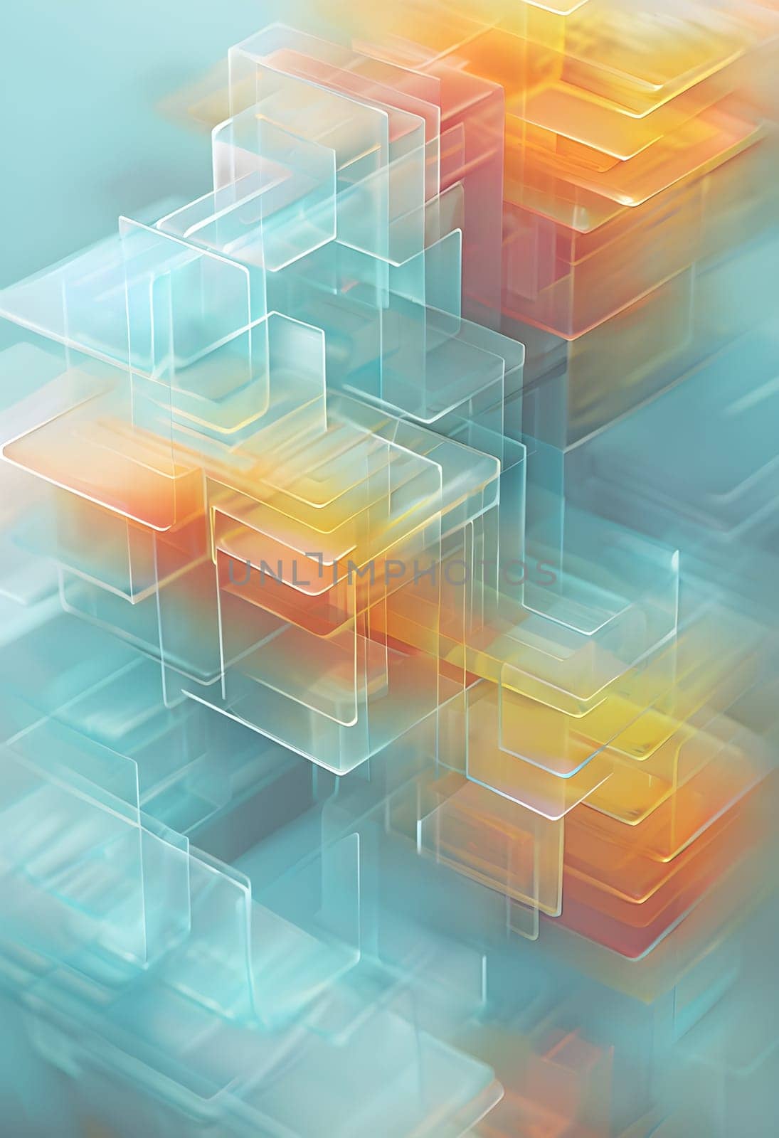 layers of translucent squares moving in a synchronized flow, resembling dynamic data visualization, AI generated