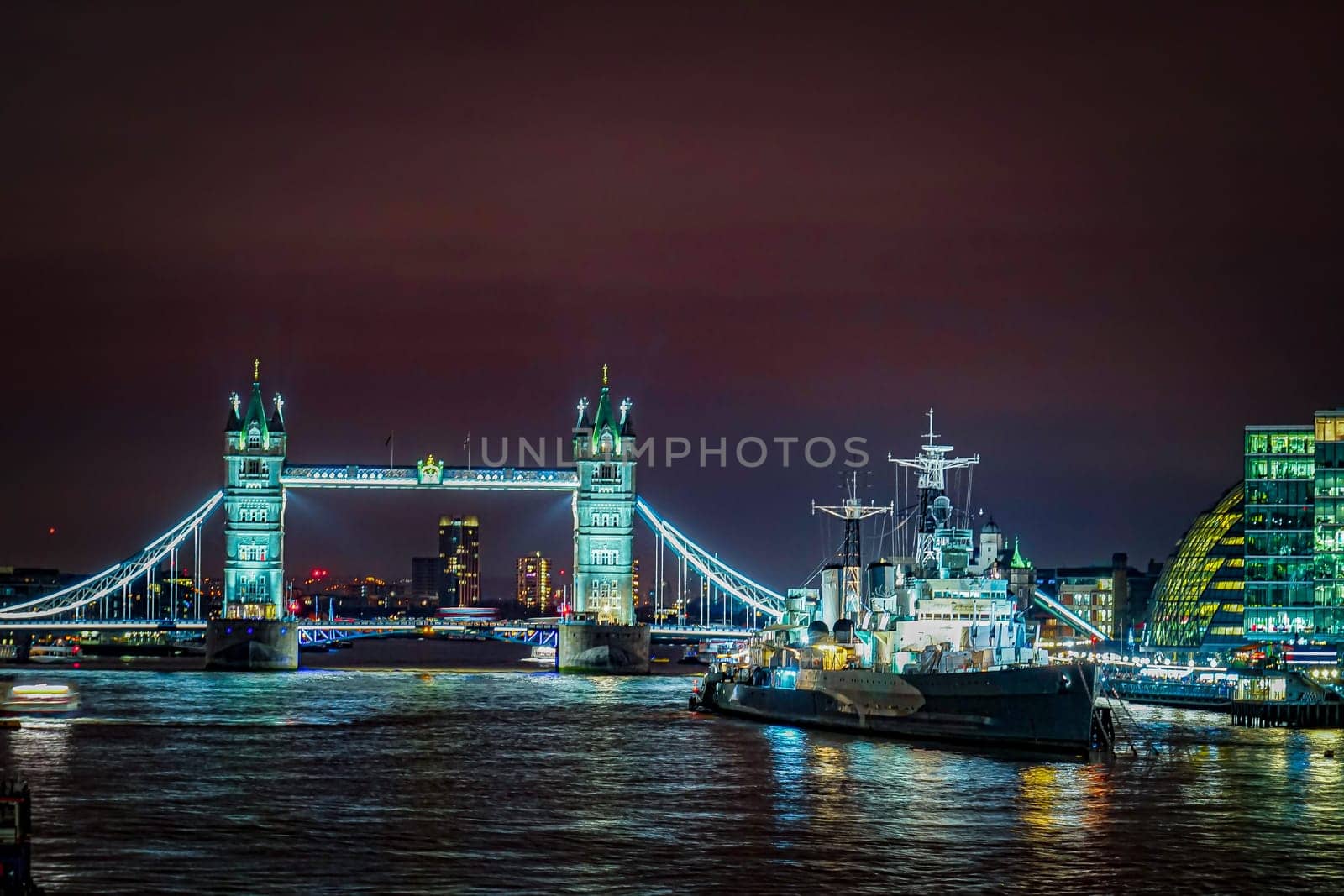 night view of london bridge. Shooting Location: UK, London