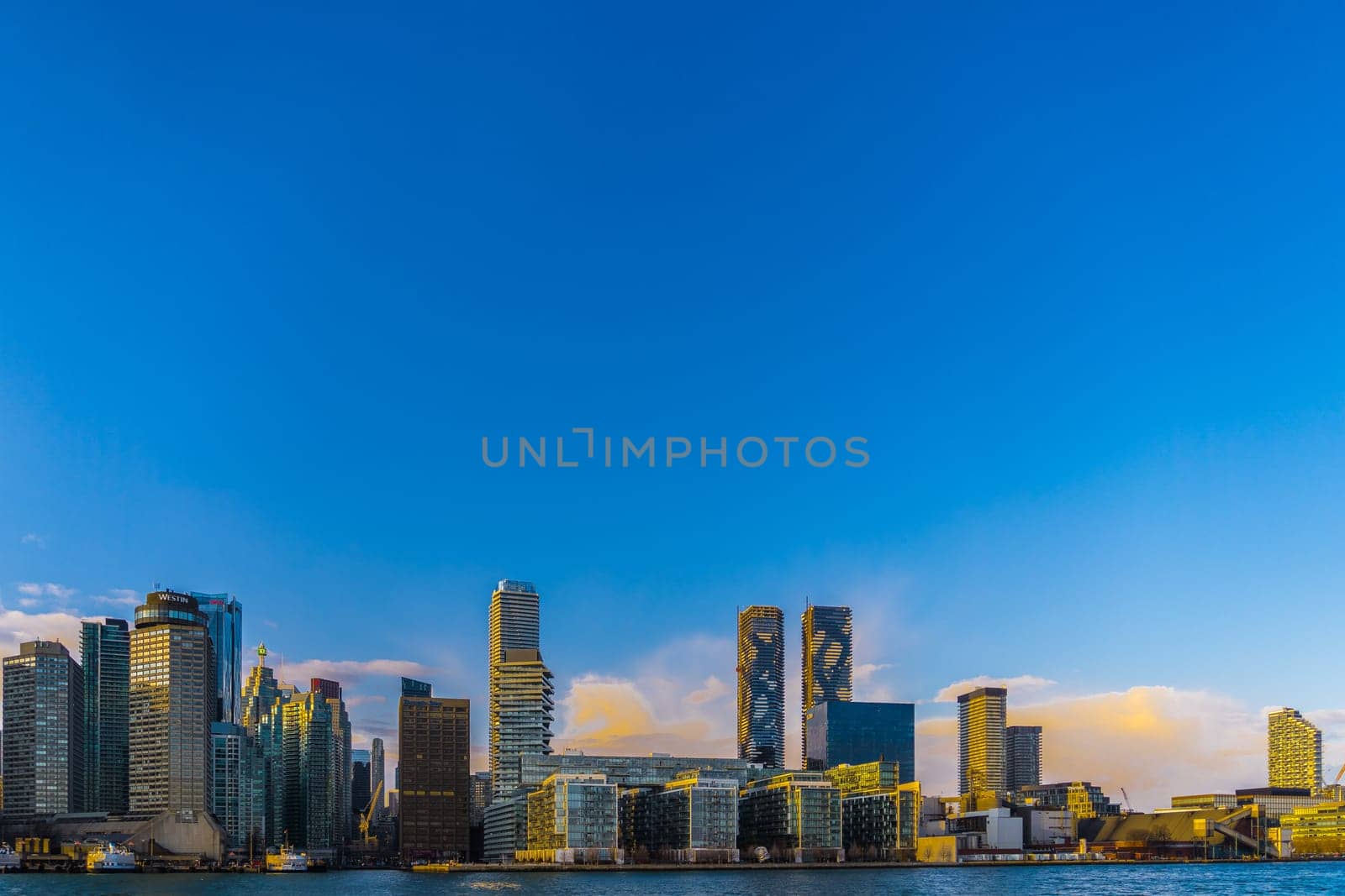 Toronto buildings and blue sky. Shooting Location: Toronto