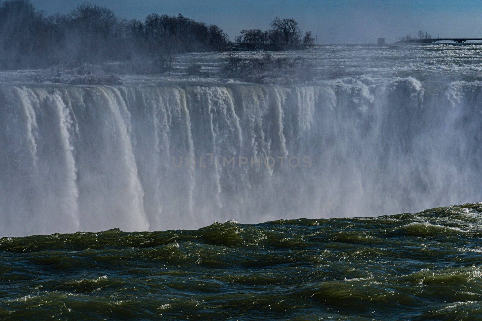 Powerful water flow of a waterfall. Shooting Location: Toronto