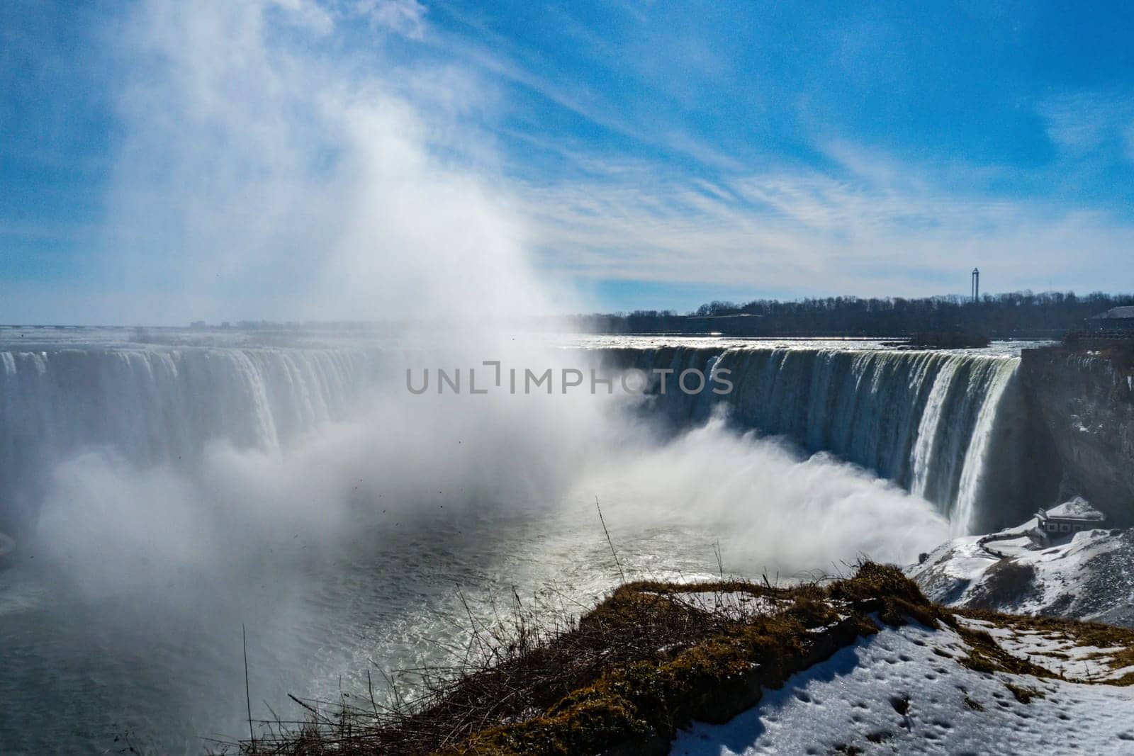 blue sky and niagara falls. Shooting Location: Toronto