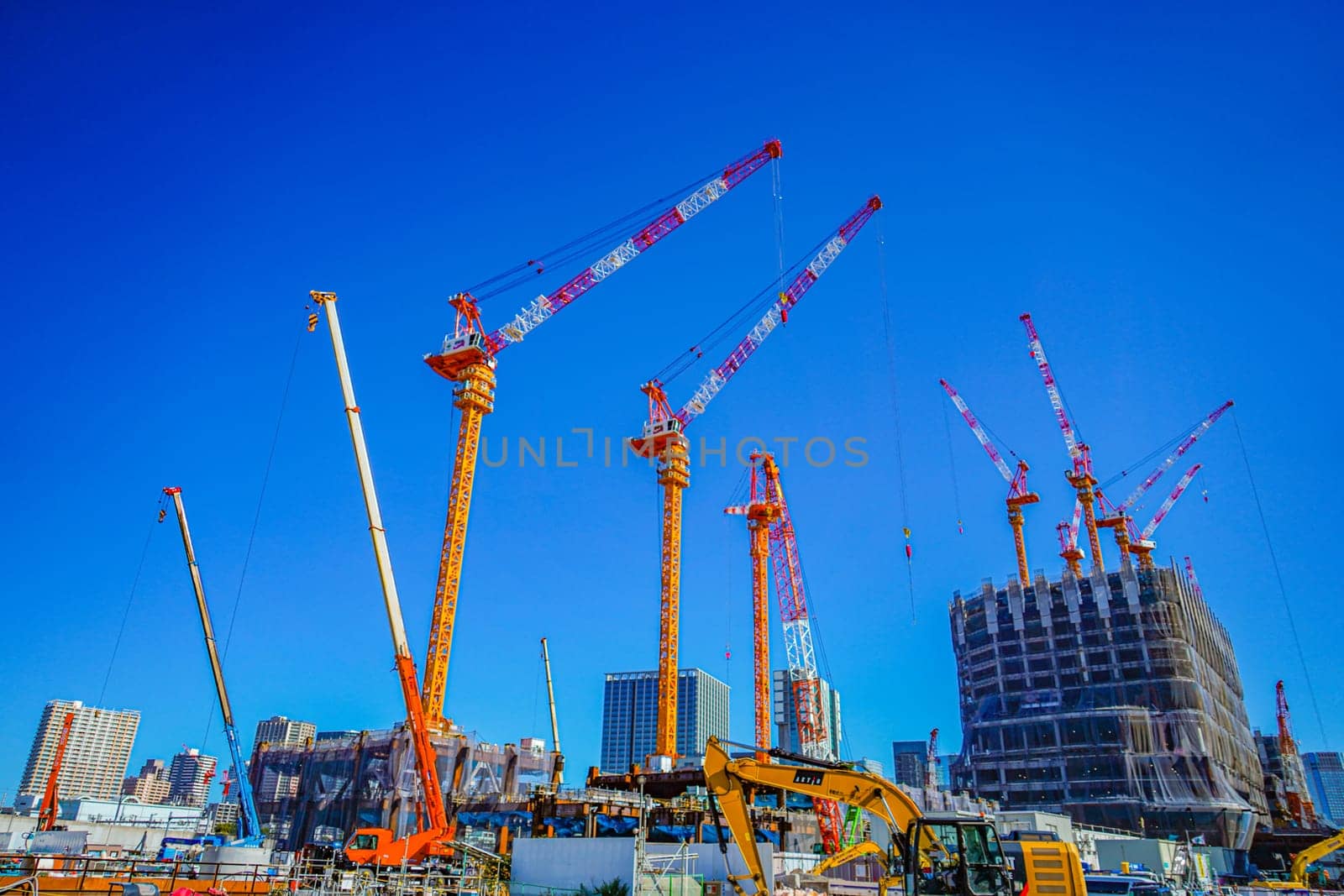 Busty construction site. Shooting Location: Minato -ku, Tokyo