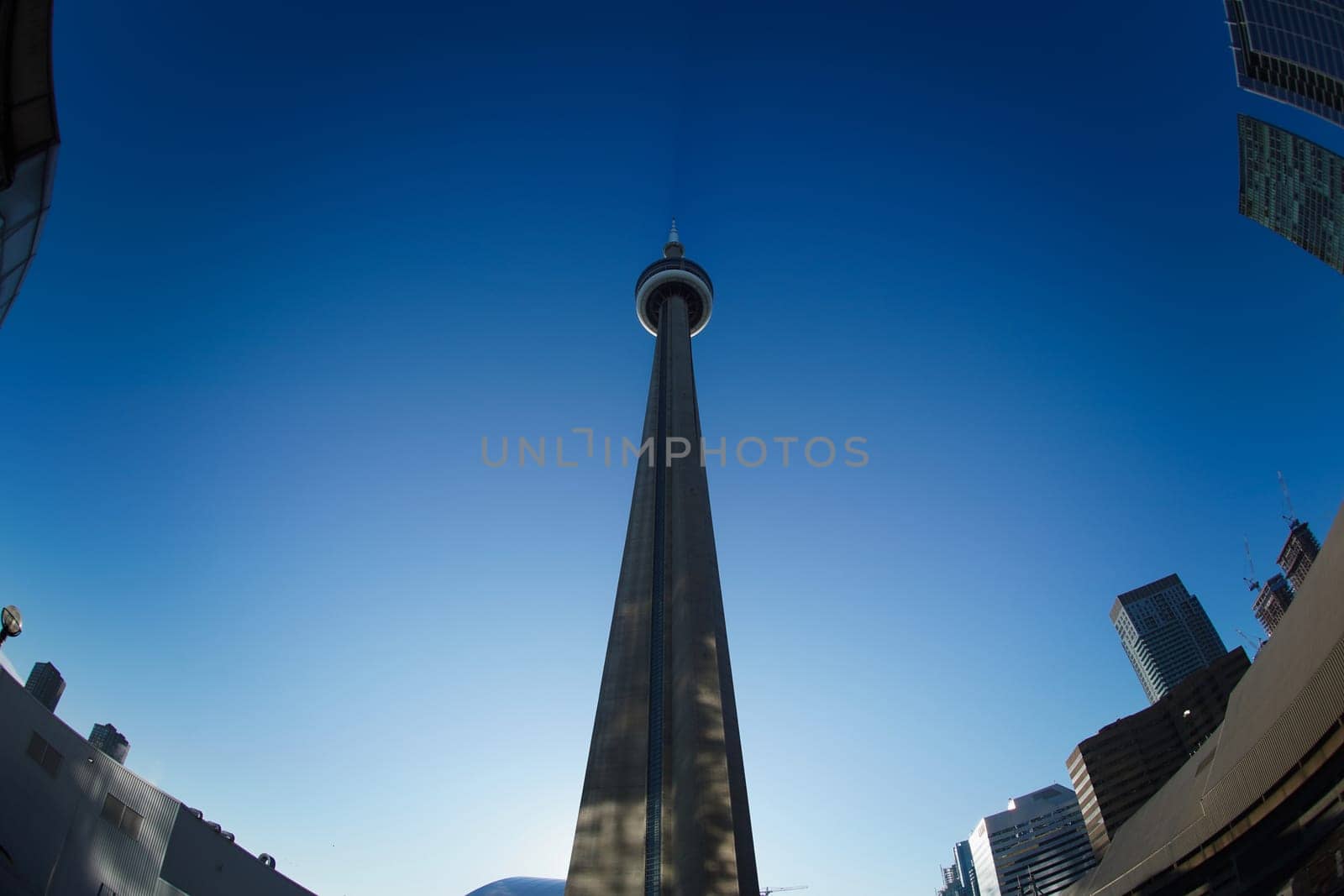 sunset and high rise tower silhouette. Shooting Location: Toronto