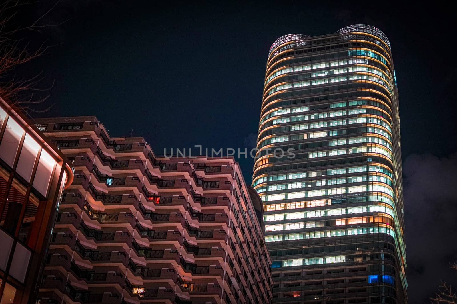 skyscrapers at night. Shooting Location: Minato Ward, Tokyo