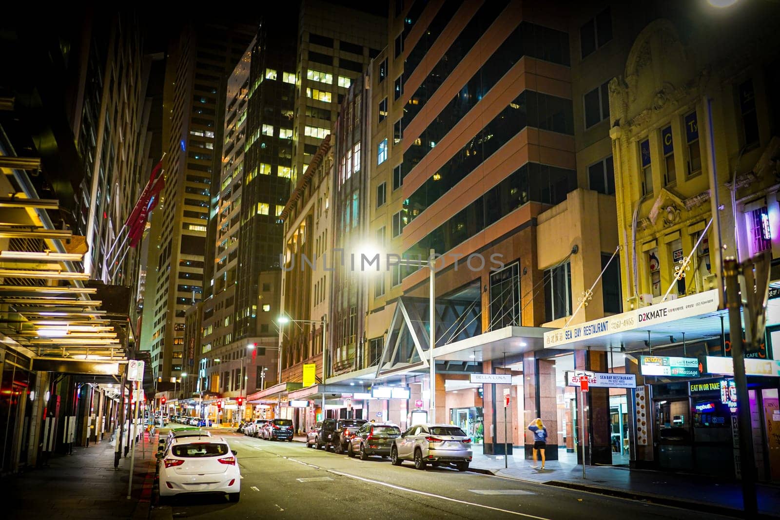 Night view of the street (Sydney). Shooting Location: sydney, australia