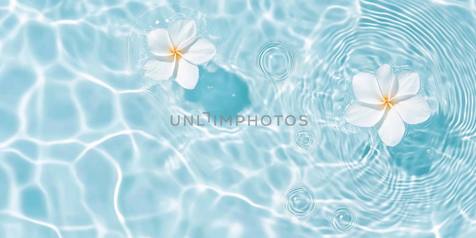 Pink flowers floating on water surface with ripples, perfect for SPA background, AI generated