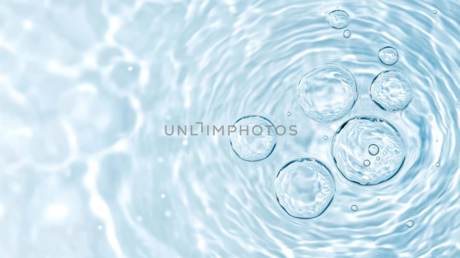 Ripples in clear blue water with abstract circular patterns, suitable as calming SPA background, AI generated