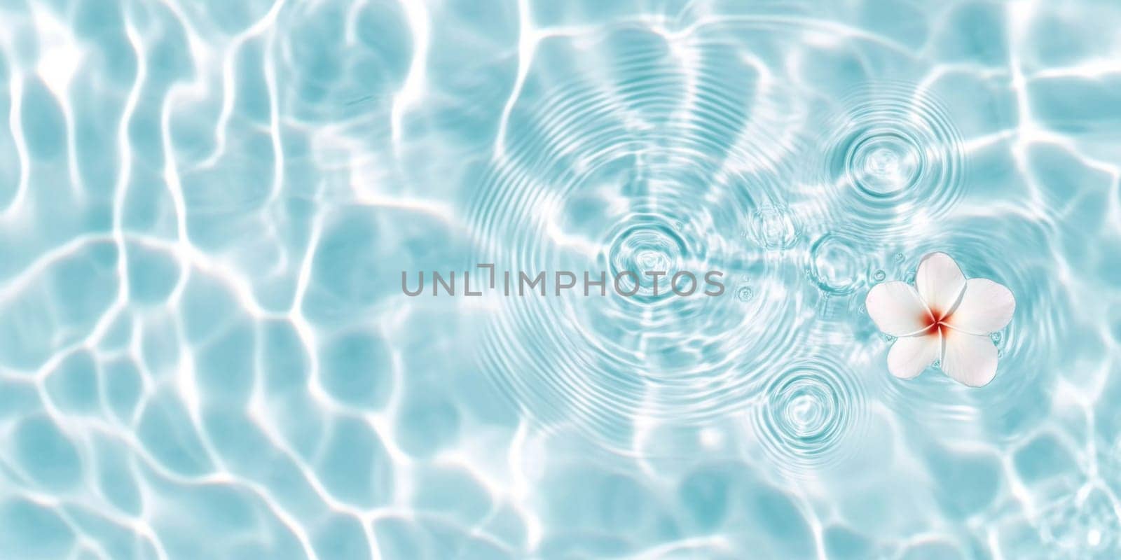 Pink flowers floating on water surface with ripples, perfect for SPA background, AI generated