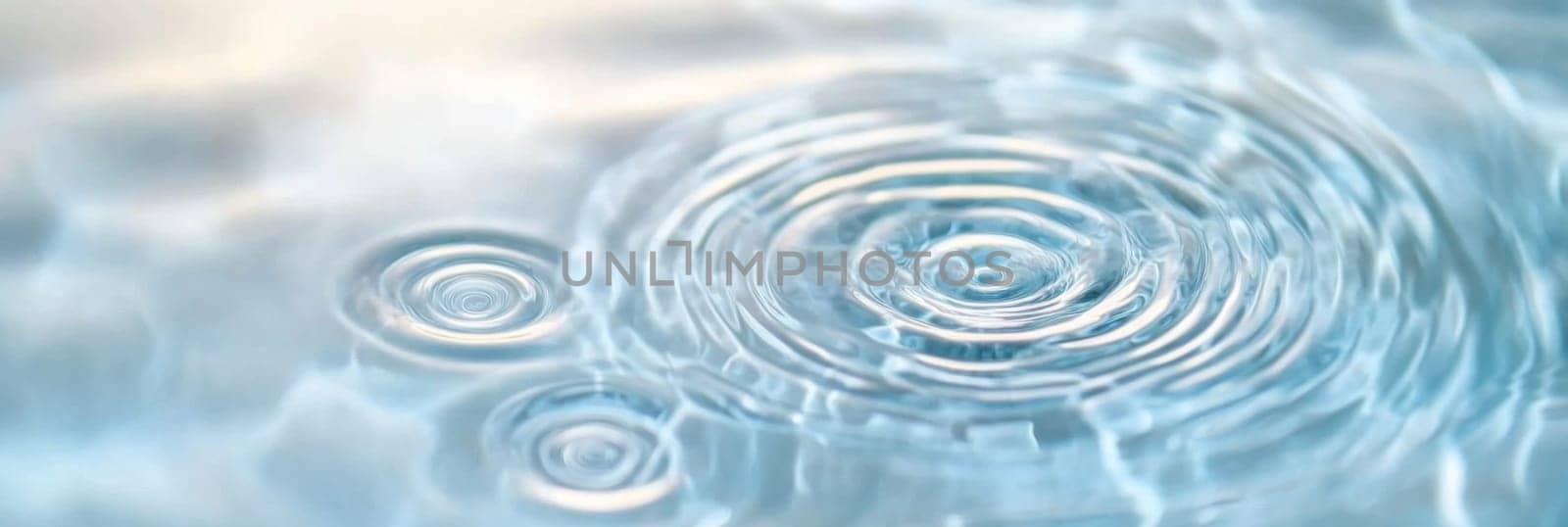 Ripples in clear blue water with abstract circular patterns, suitable as calming SPA background, AI generated