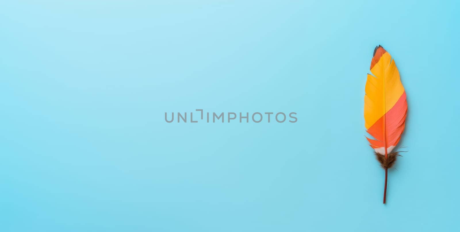 Nation indigenous peoples day concept, Colorful feather on minimslist color background, AI generated