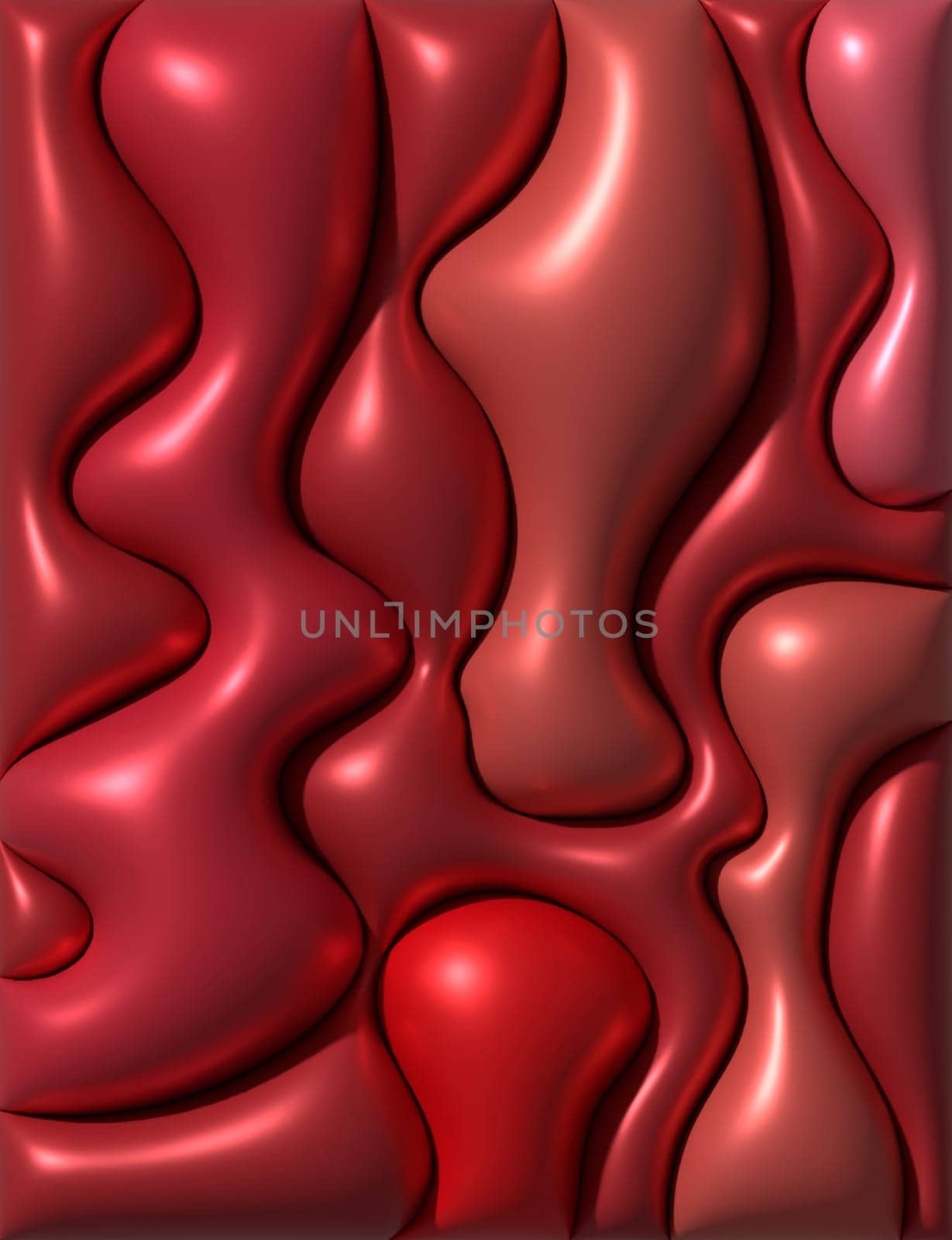 Inflated red figures with shiny soft surface, 3D rendering illustration