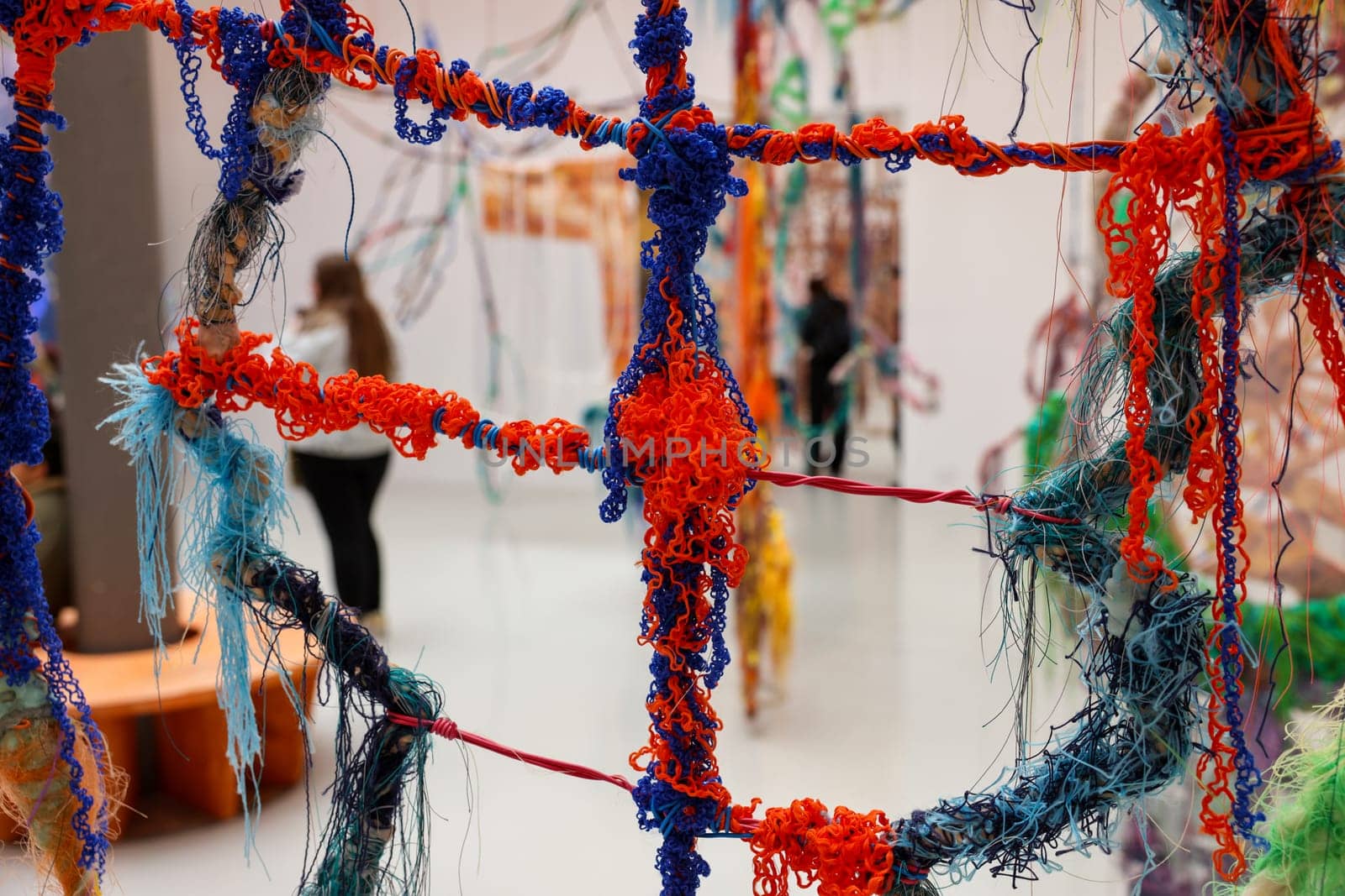 Venice, Italy - May 7 2024: Foreigners Everywhere 60th Venice Art Biennale in Venice. Visual and sound installation by Julien Creuzet inspired by Caribbean motifs in the French Pavilion at Giardini