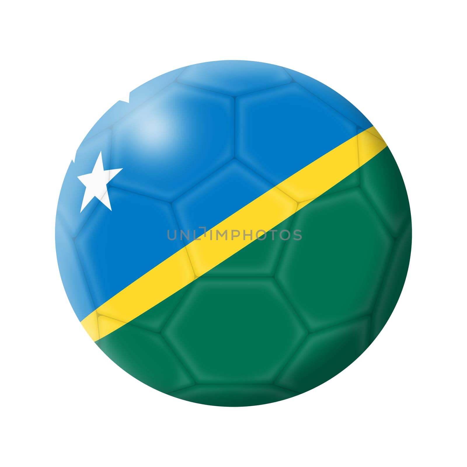 A Solomon Islands soccer ball football illustration isolated on white with clipping path 3d illustration white star blue green yellow diagonal