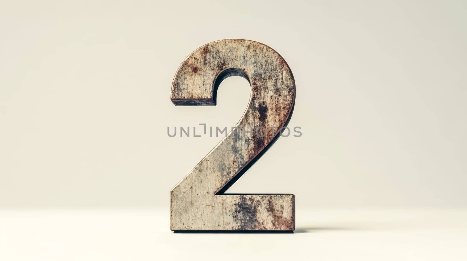 Large vintage number two positioned against a white background, creating a striking composition that highlights retro aesthetics and evokes a sense of nostalgia in its design
