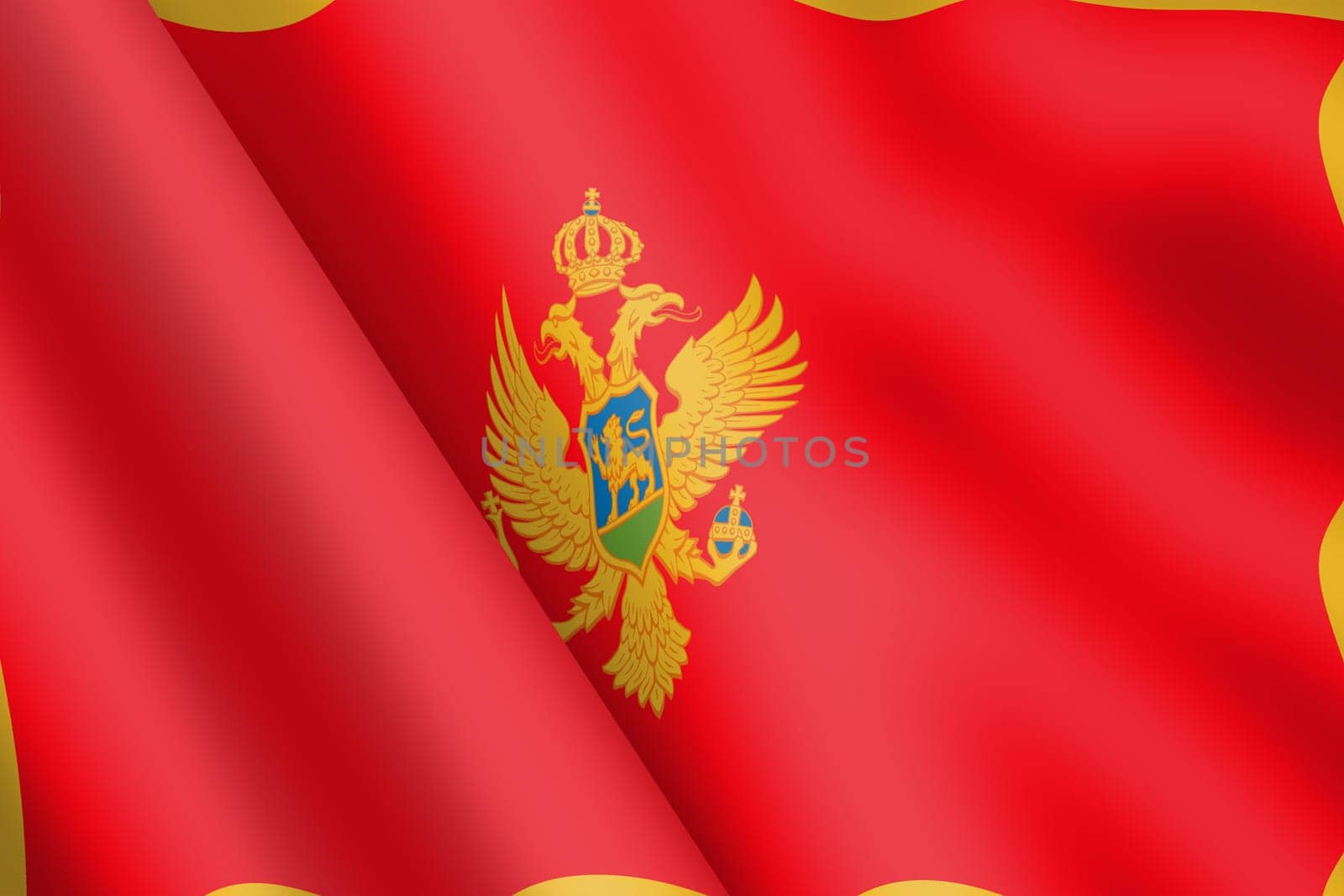 A Montenegro waving flag 3d illustration wind ripple