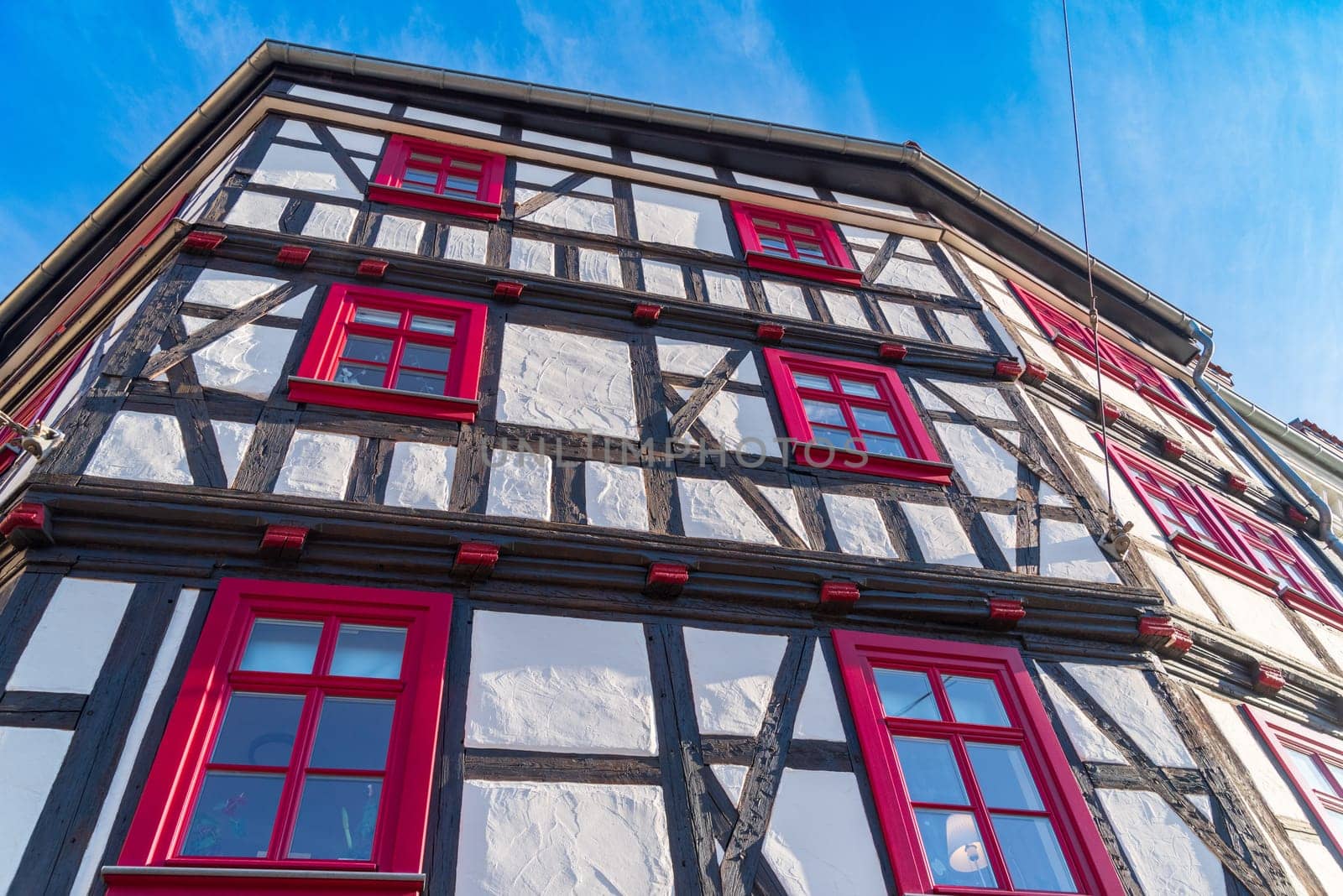 traditional half timbered houses exterior in Erfurt, Germany