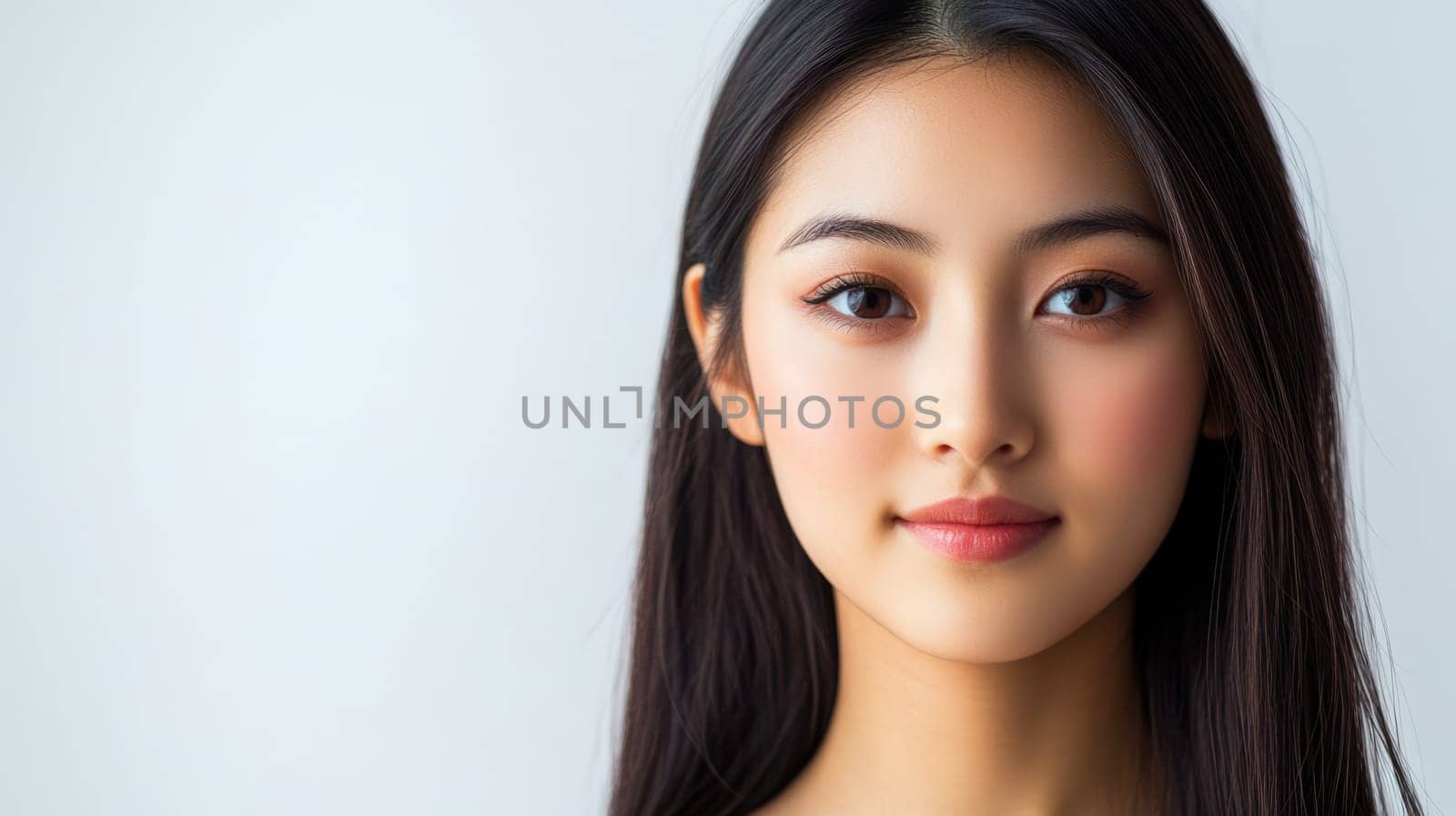 Studio portrait of a young beautiful Asian woman on white background with copy space.