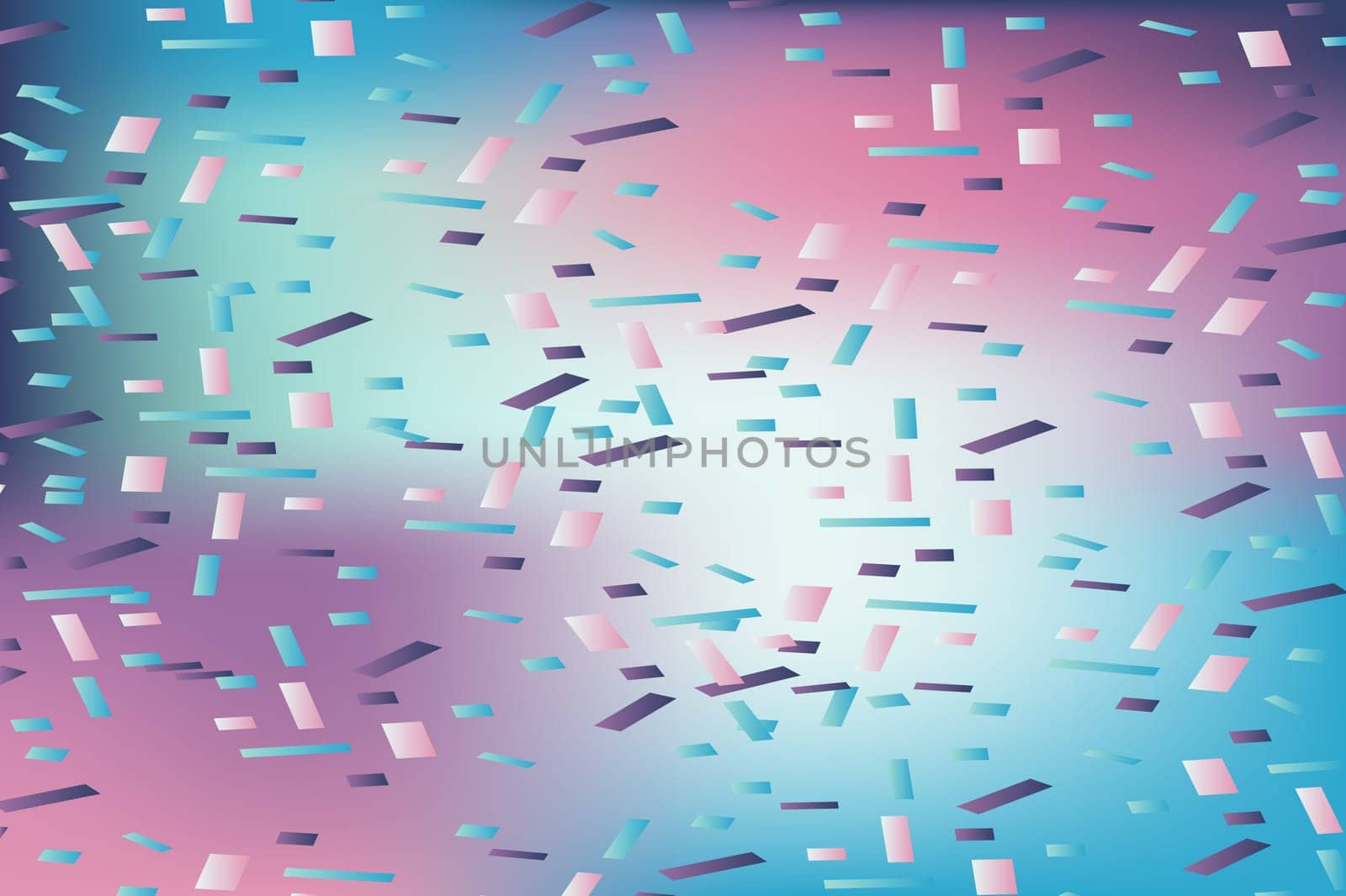 Falling confetti on blurred gradient abstract background, retro pastel vector illustration. Holographic trendy graphic design for greeting card banner poster event celebration flyer party invitation