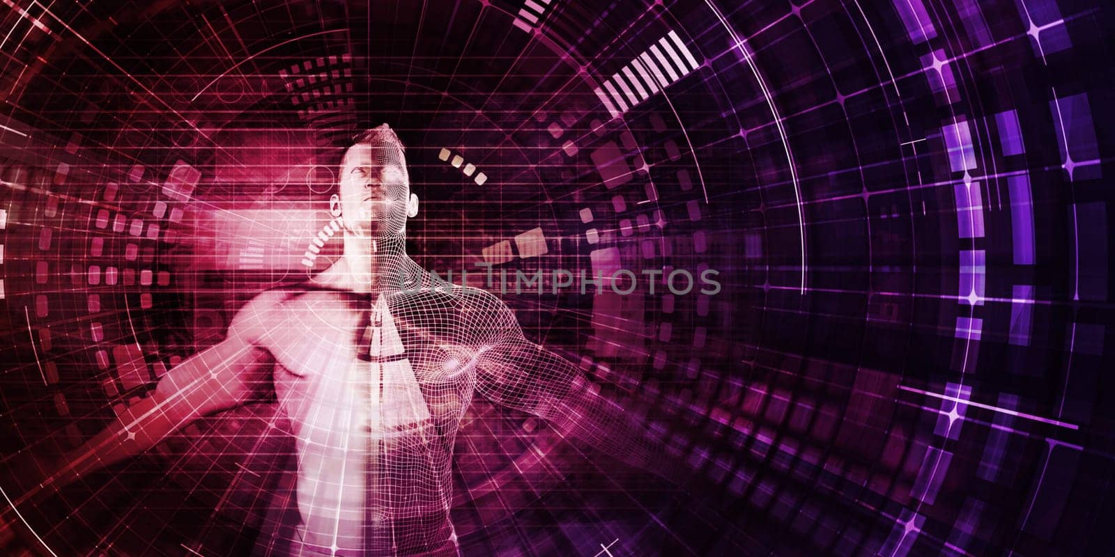 Science Technology Data Grid Futuristic Background Art