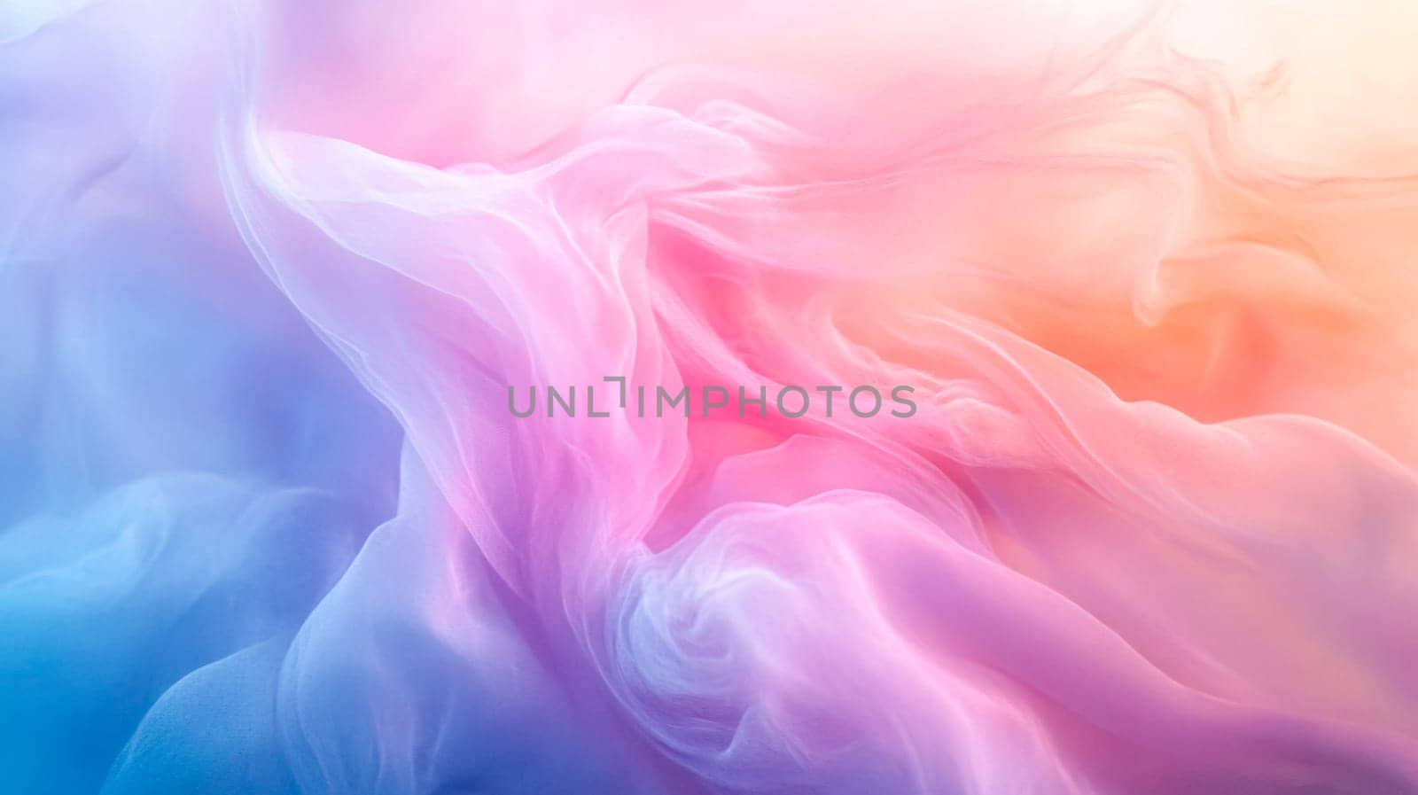 Pastel colored translucent fabric creates a dreamy and ethereal background, with soft folds and a gentle glow enhancing its delicate beauty and hazy texture