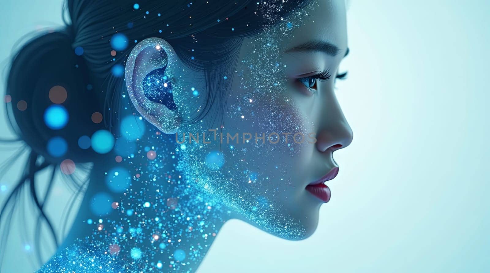 Secure Global Financial Network With Asian Business Woman