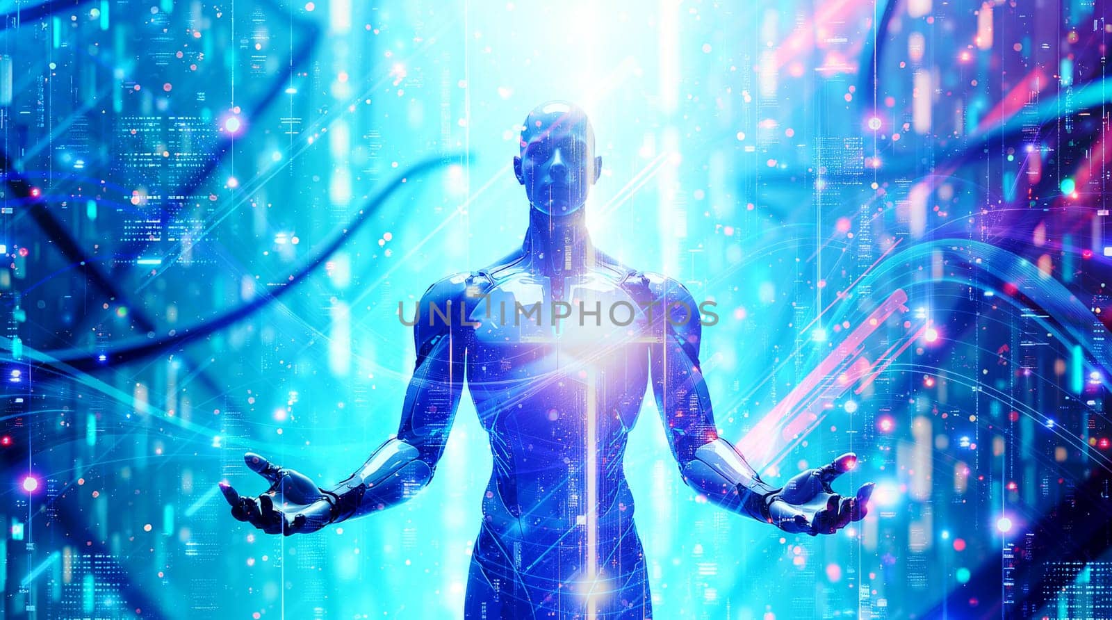 Futuristic Robotics Highlighted Within A Dynamic Technology Background Space