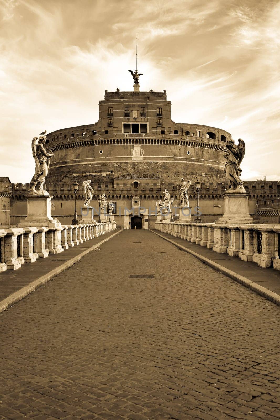Rome old postcard, Castel Sant'Angelo - vintage style, retro texture
