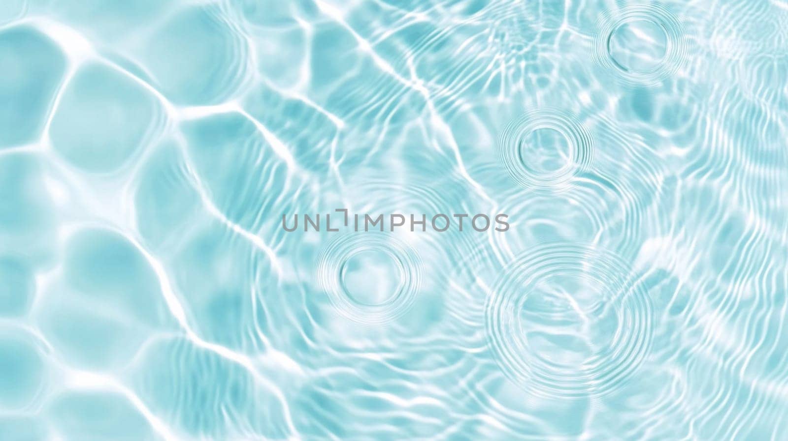 Ripples in clear blue water with abstract circular patterns, suitable as calming SPA background, AI generated