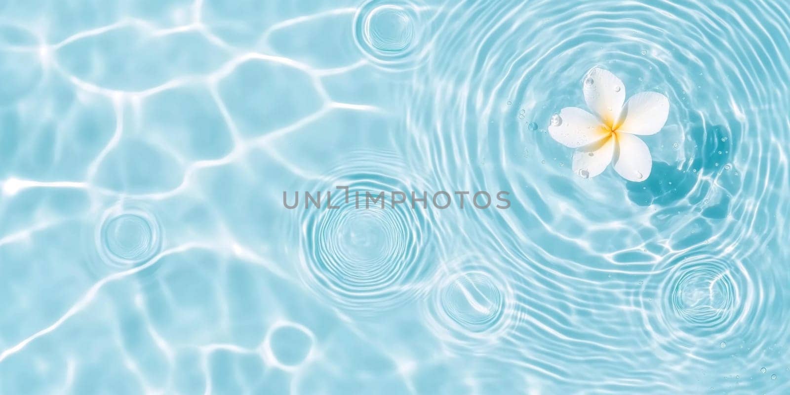 Pink flowers floating on water surface with ripples, perfect for SPA background, AI generated