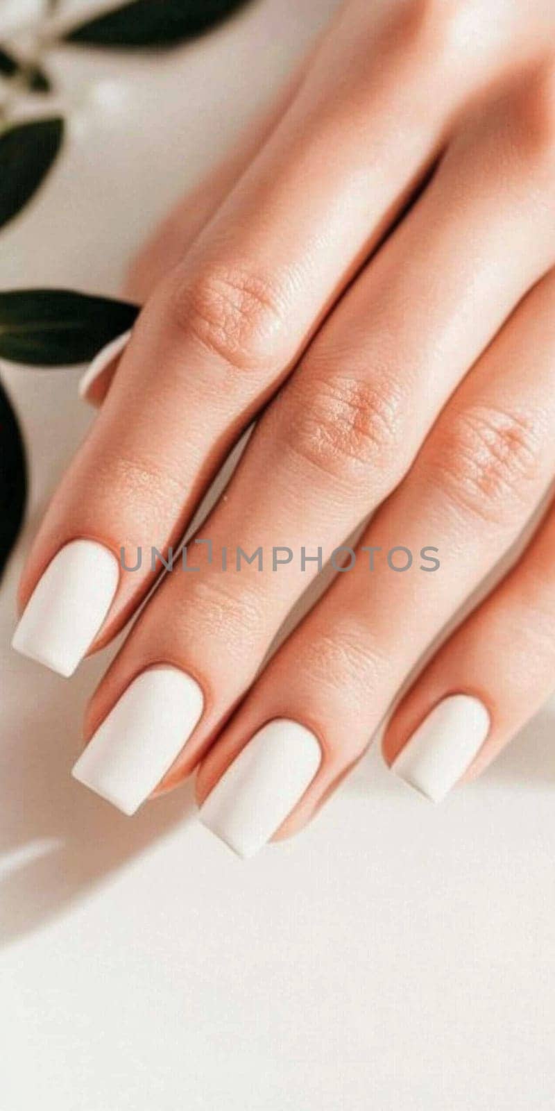 Elegant manicure closeup with neutral color nail polish, quiet luxury style, AI generated