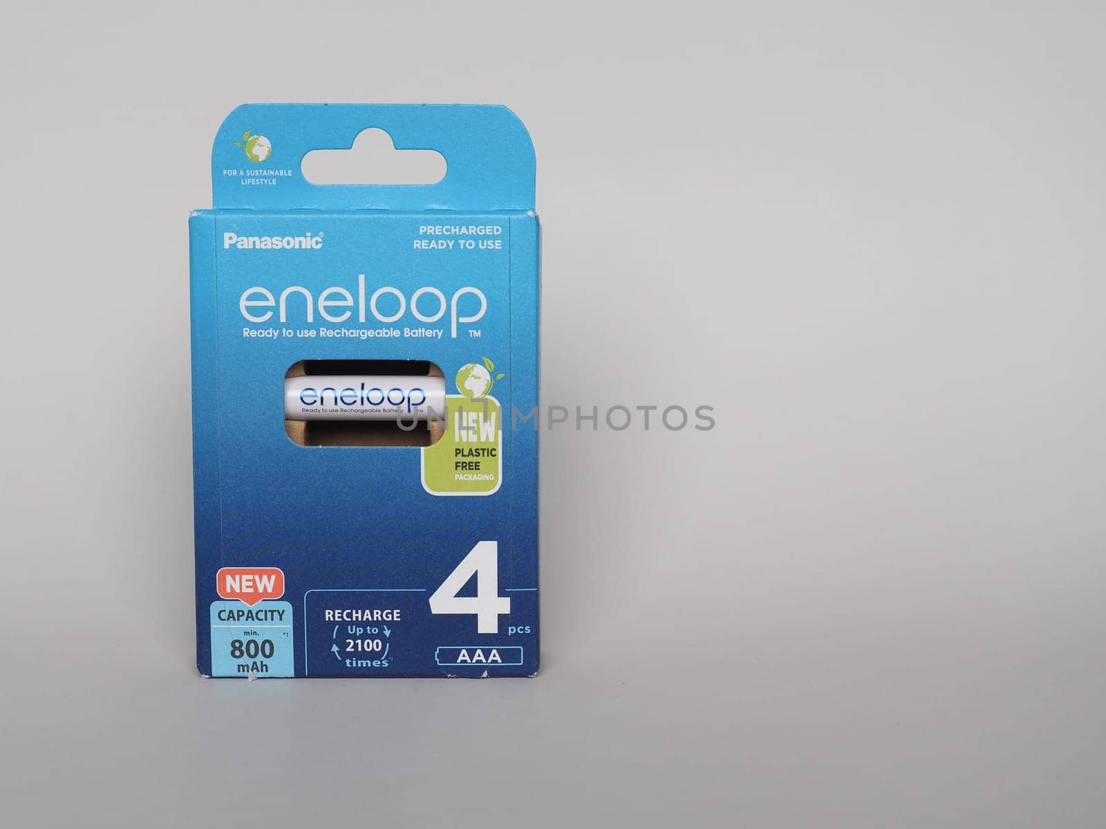 OSAKA, JAPAN - SEPTEMBER 12, 2024: Packet of Panasonic eneloop rechargeable batteries