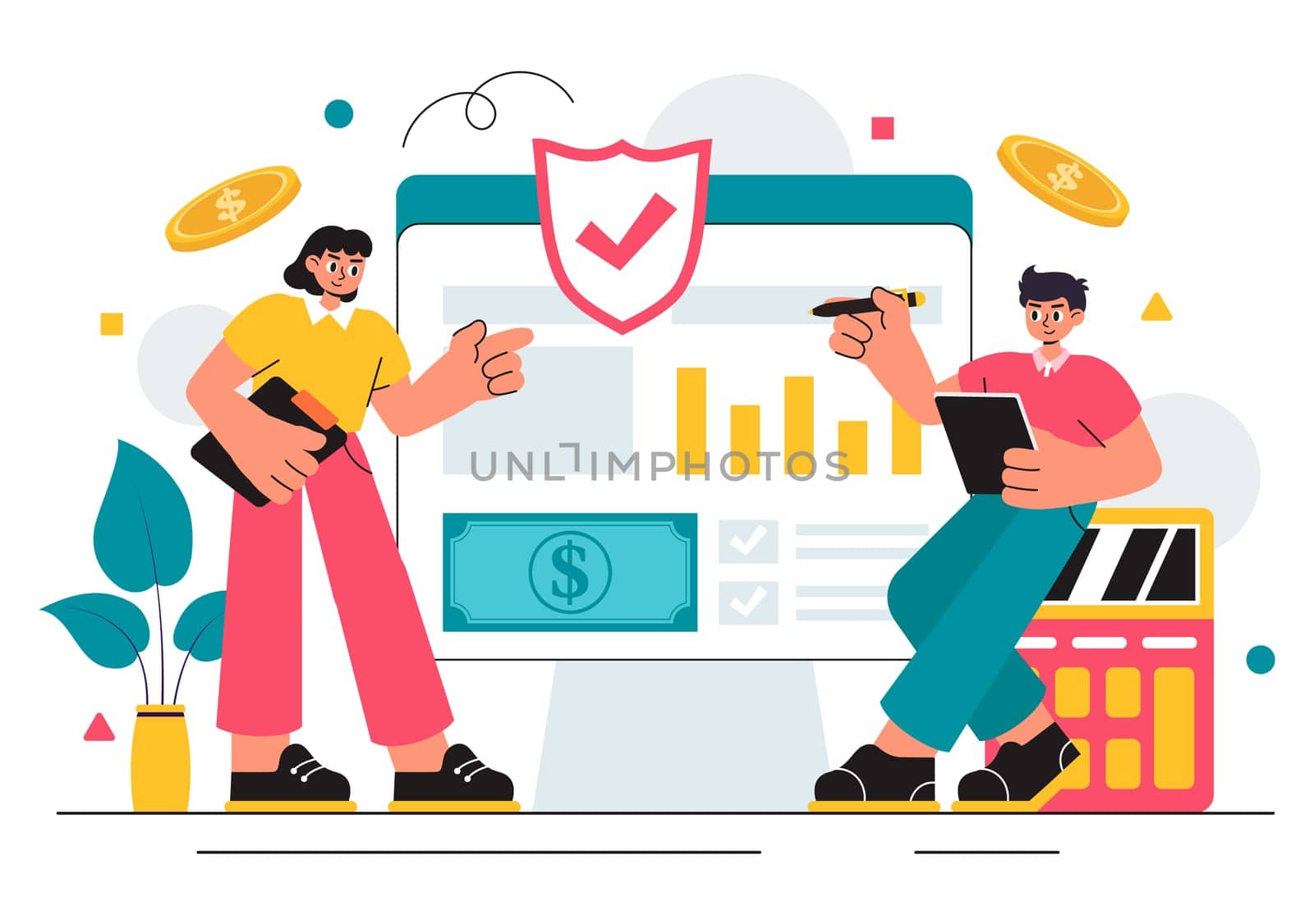 Encashment Vector Illustration featuring Employees Receiving Payment or Financial Compensation from Banking Collections in a Flat Style Background