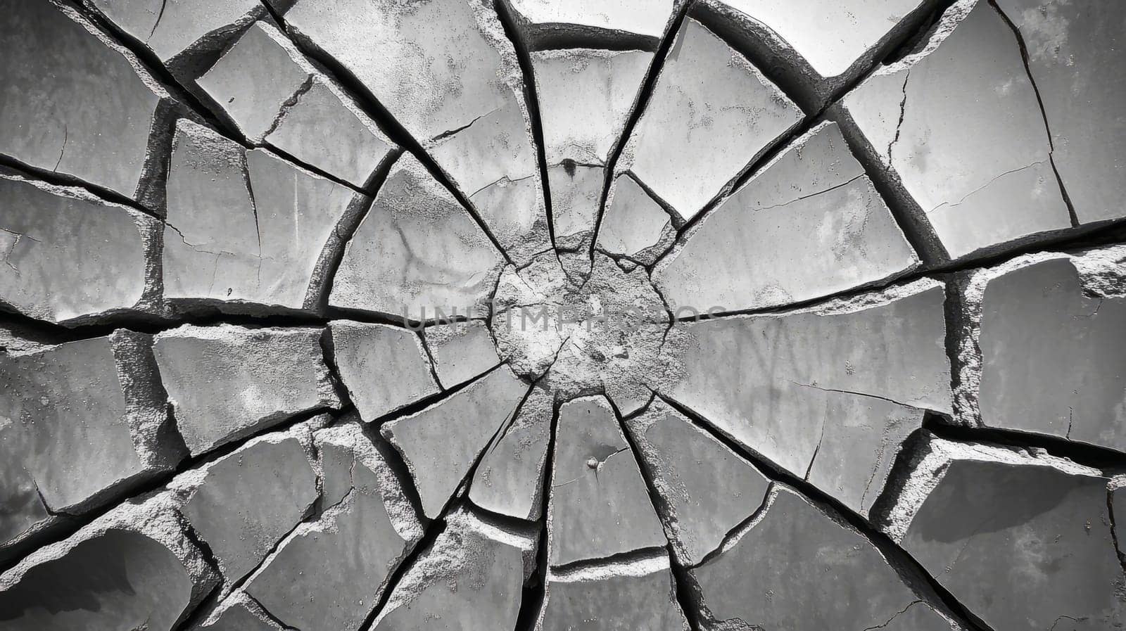 Black and white image of cracked earth showcasing natural textures and environmental themes.