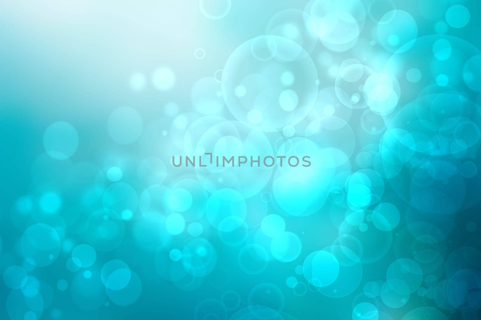 Abstract blurred fresh vivid spring summer light delicate pastel blue turquoise white bokeh background texture with bright circular soft color lights. Card concept. Beautiful backdrop illustration.