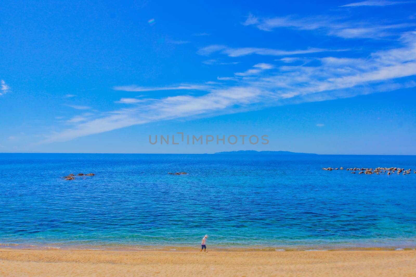 Rocky shore and blue sky coast. Shooting Location: Niigata Prefecture