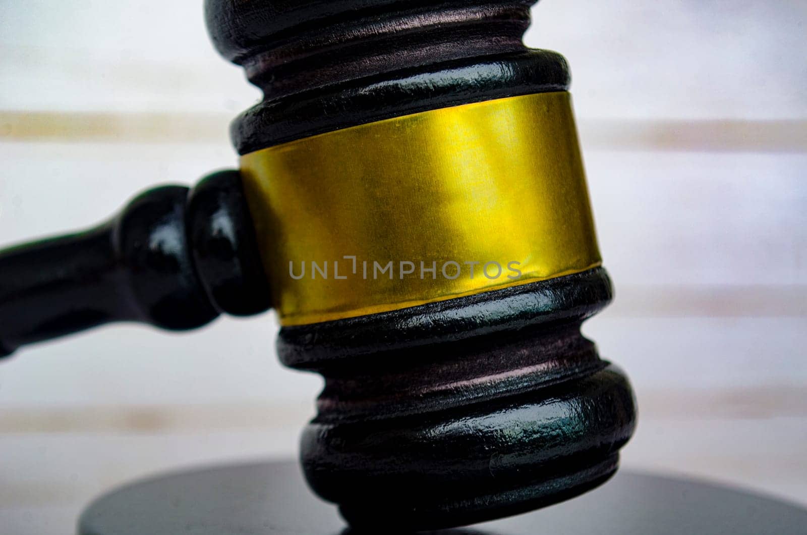 Straight up and close up of lawyer's gavel with customizable space for text. Laws and regulations concept.