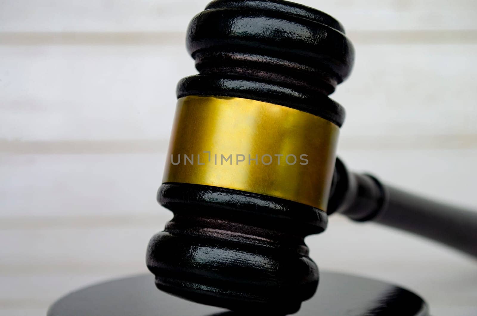 Close up of lawyer's gavel with customizable space for text. Laws and regulations concept