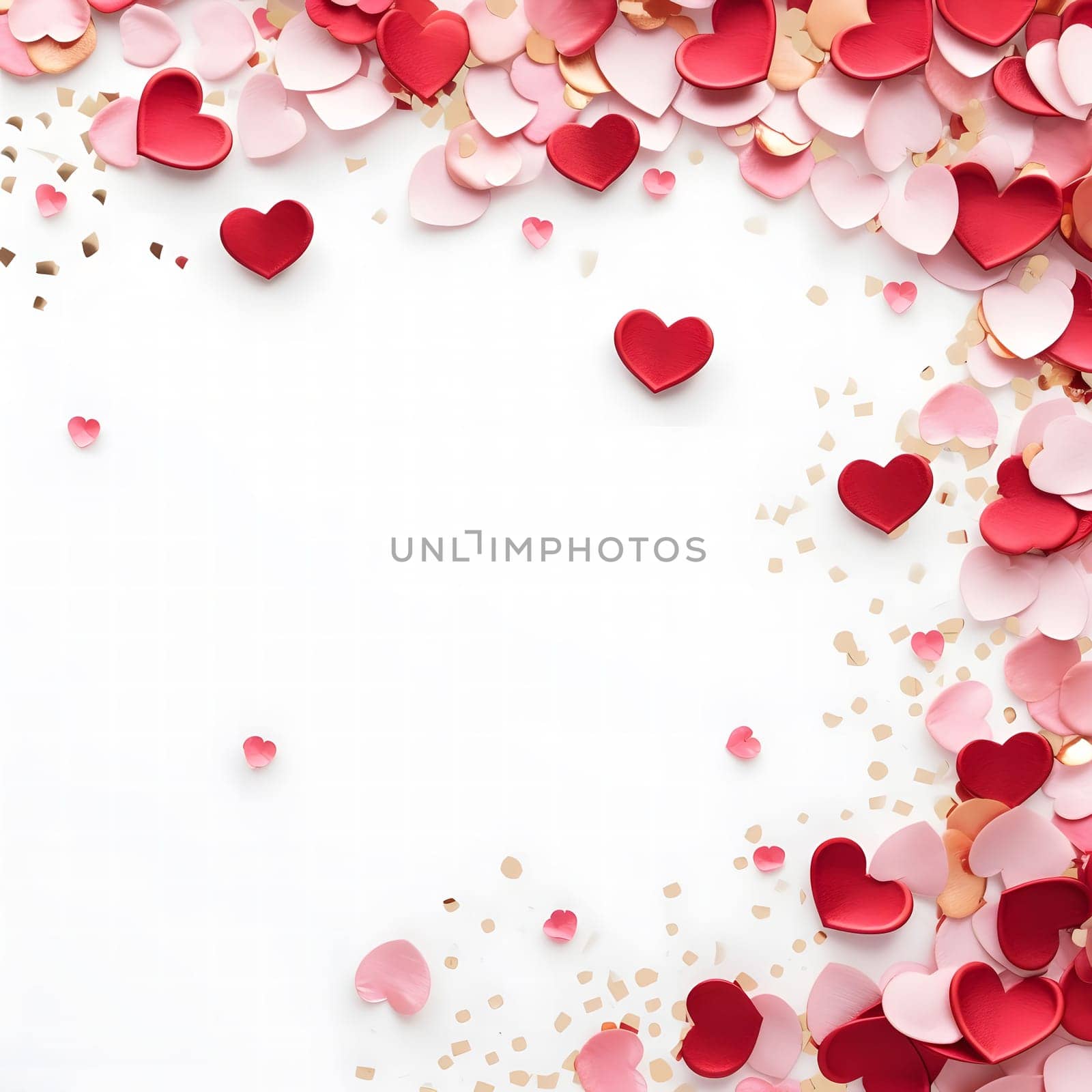 Lovely hearts confetti backdrop for Valentine's Day cards or romantic designs.
