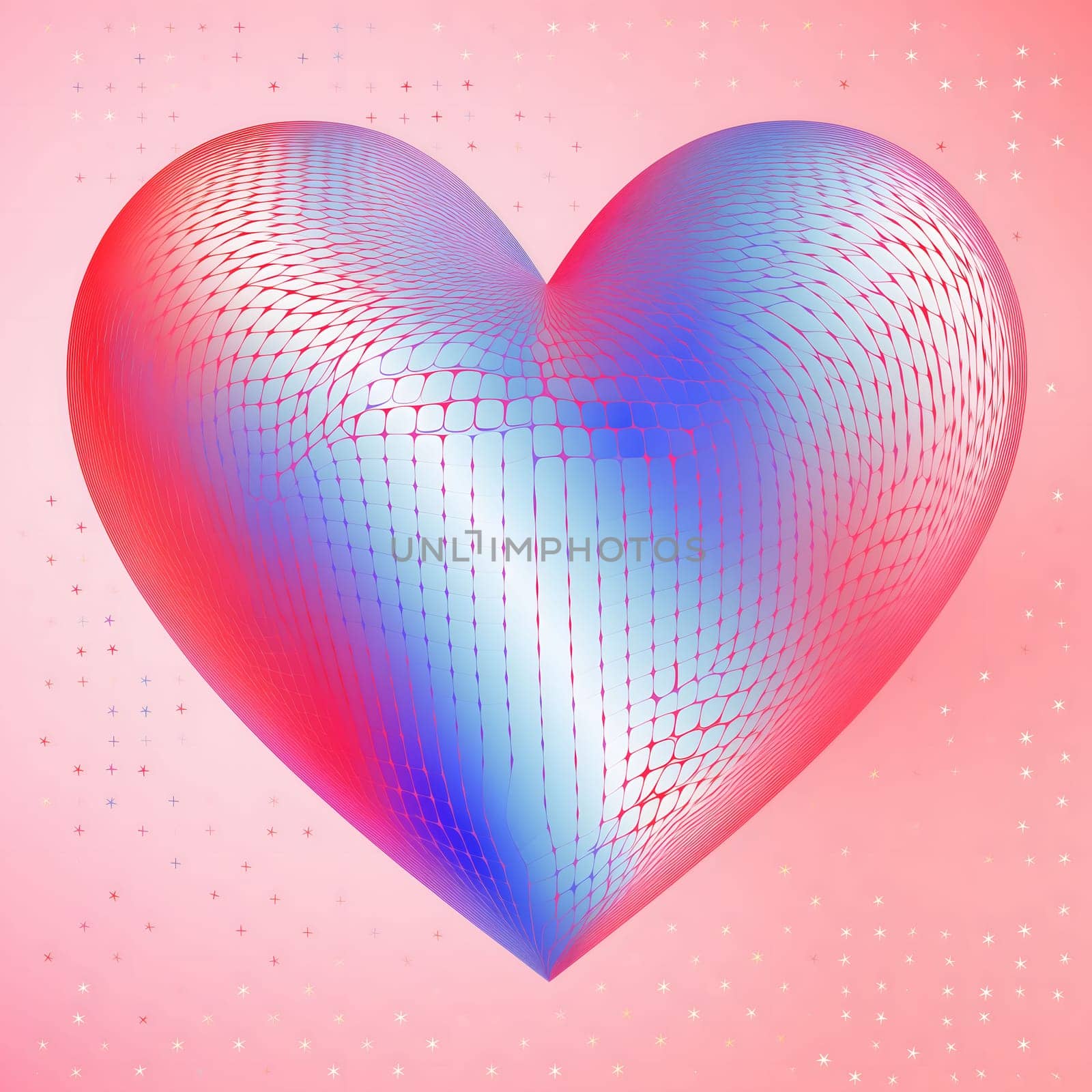 A vibrant, 3D rendered heart with a geometric pattern. Perfect for Valentines Day.