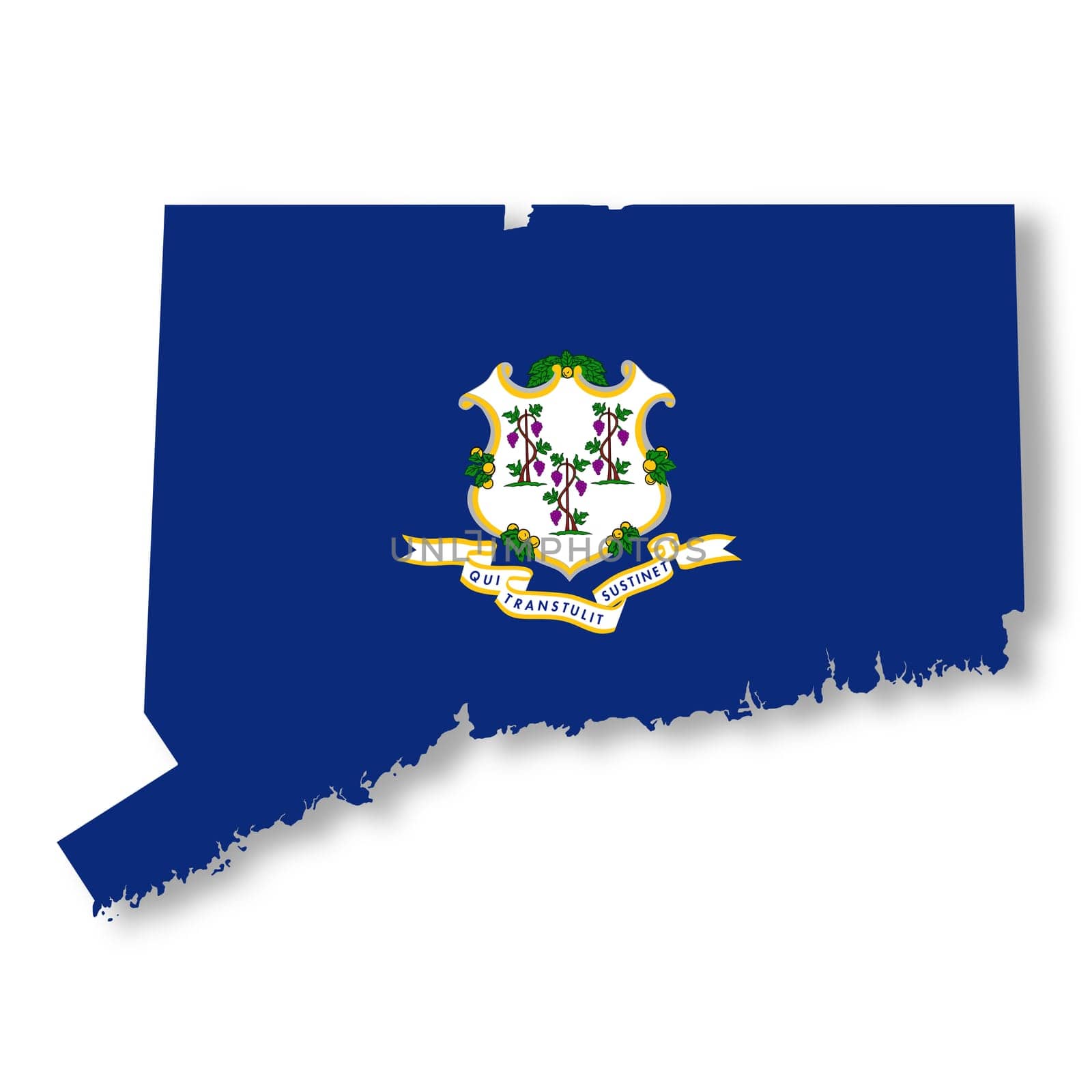 A Connecticut State Flag Map Illustration with clipping path