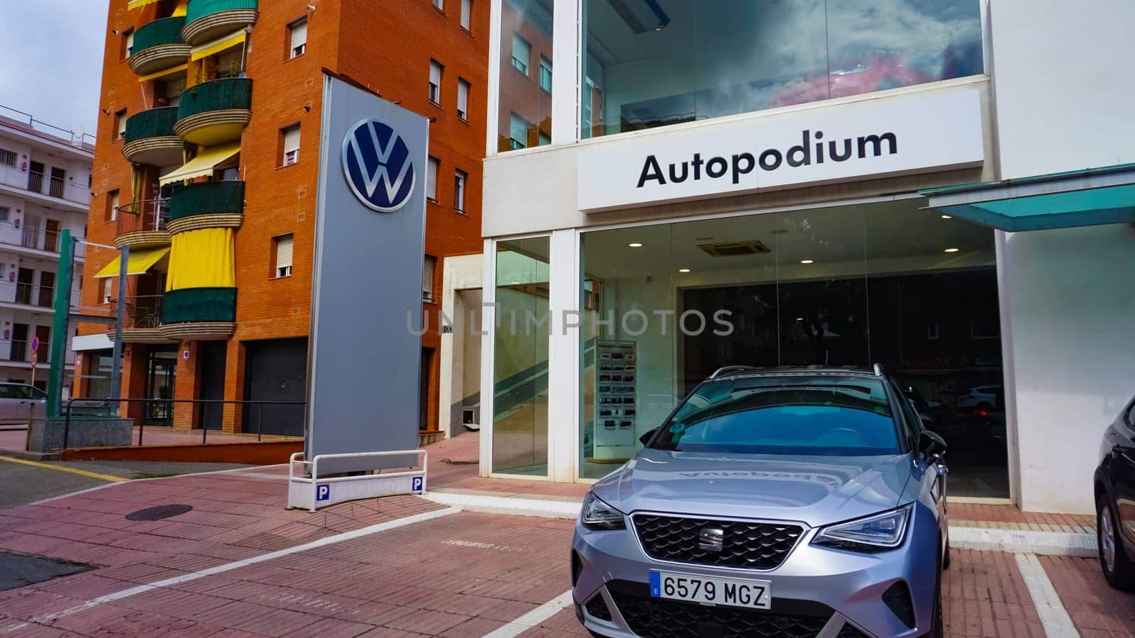 Lloret de mar, Spain - September 30, 2024: Volkswagen Stores and Billboards. The company is owned by Volkswagen AG.