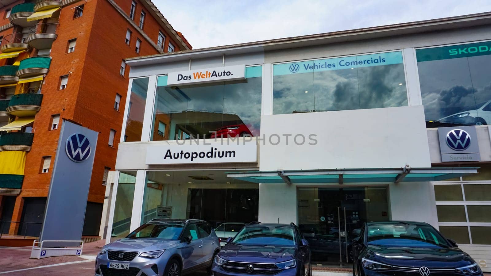 Lloret de mar, Spain - September 30, 2024: Volkswagen Stores and Billboards. The company is owned by Volkswagen AG.