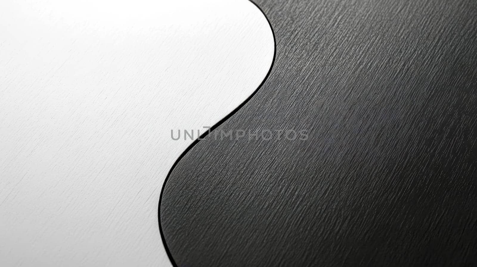 Close up view of a yin yang symbol, emphasizing the striking contrast and balance between black and white, illustrating the harmony of opposing forces and their interconnectedness