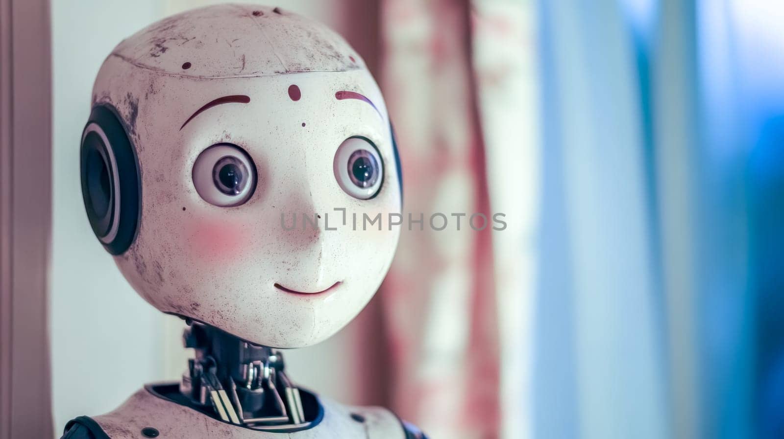 Humanoid robot displaying a gentle and empathetic expression, embodying advancements in artificial intelligence and emotional robotics, highlighting the future of human machine interaction