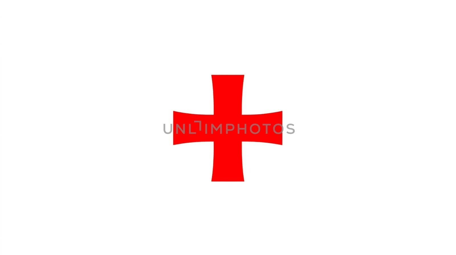 Red cross symbol is isolated on a white background, representing healthcare, first aid, medical services, humanitarian aid, and emergency assistance