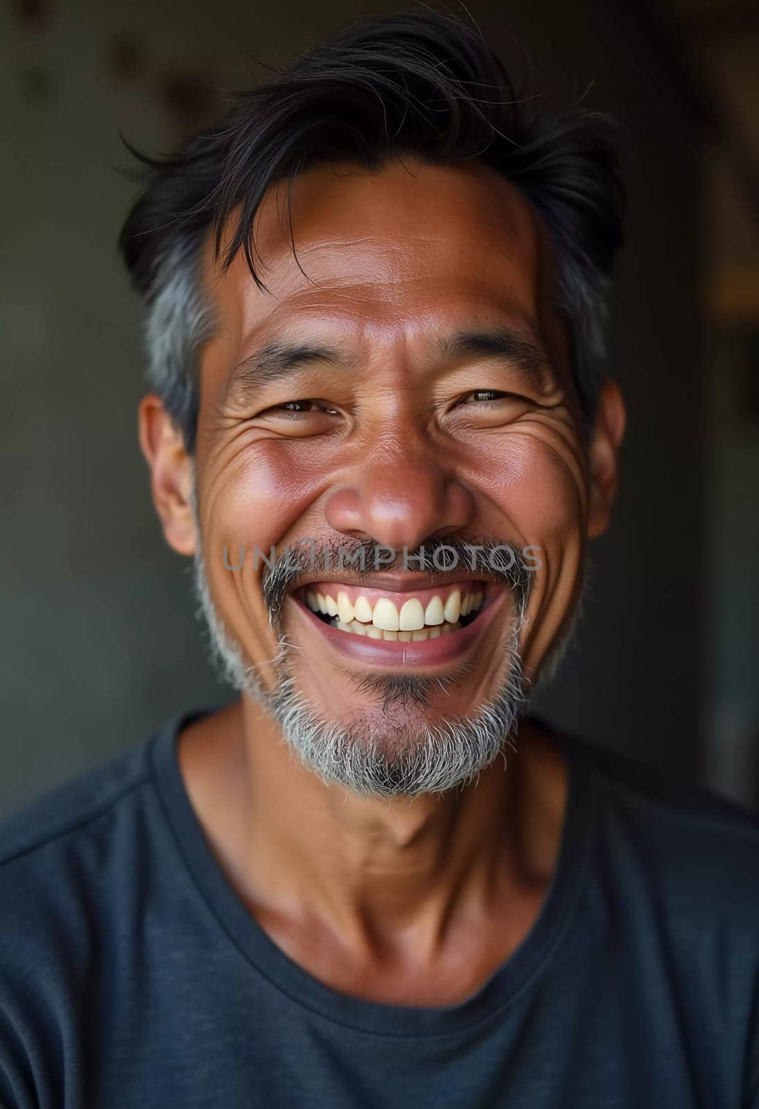 A cheerful man residing in Thailand showcases his bright smile, reflecting a moment of happiness and contentment. His friendly demeanor brings warmth, creating a lively atmosphere.