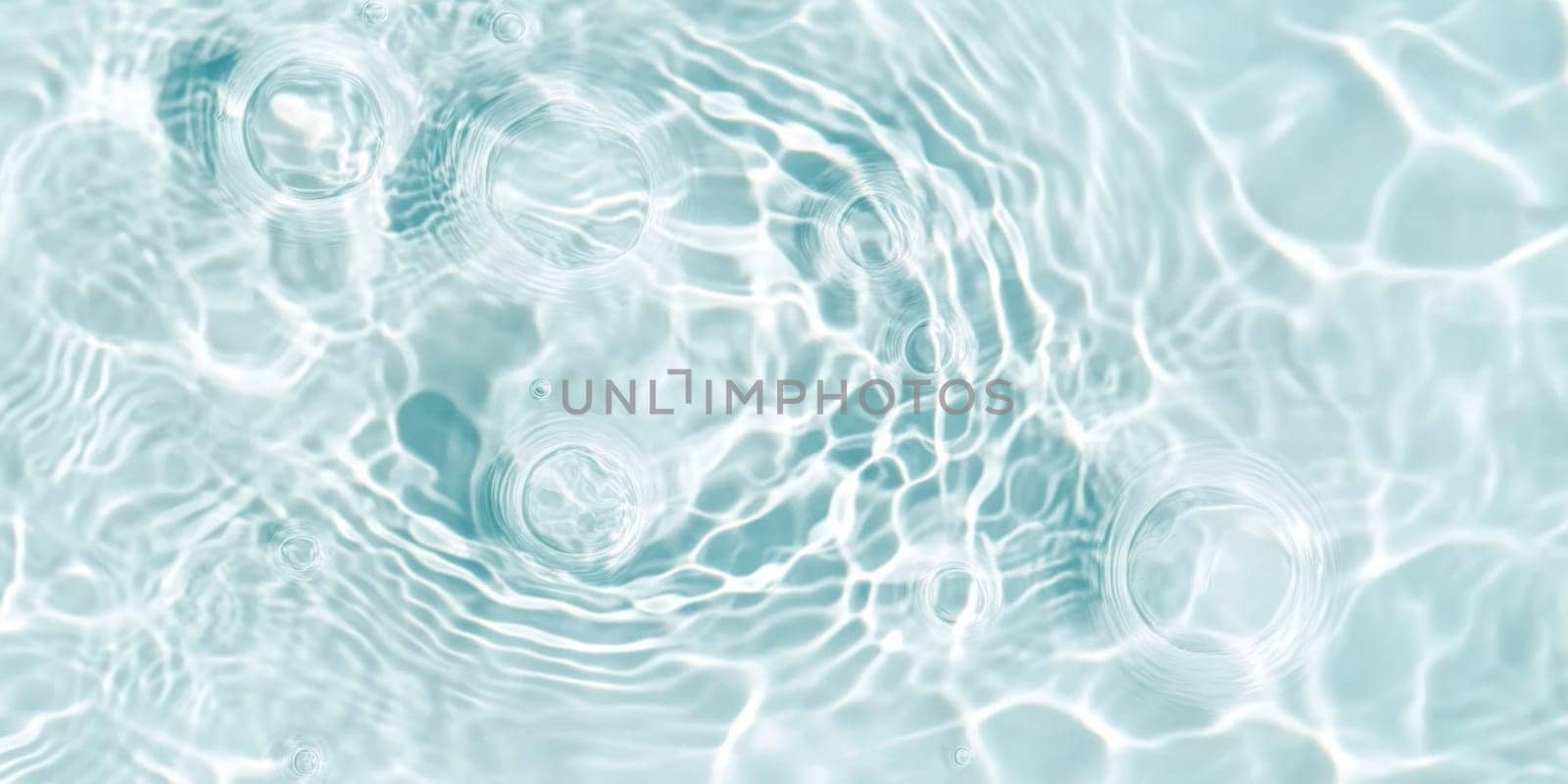 Ripples in clear blue water with abstract circular patterns, suitable as calming SPA background, AI generated