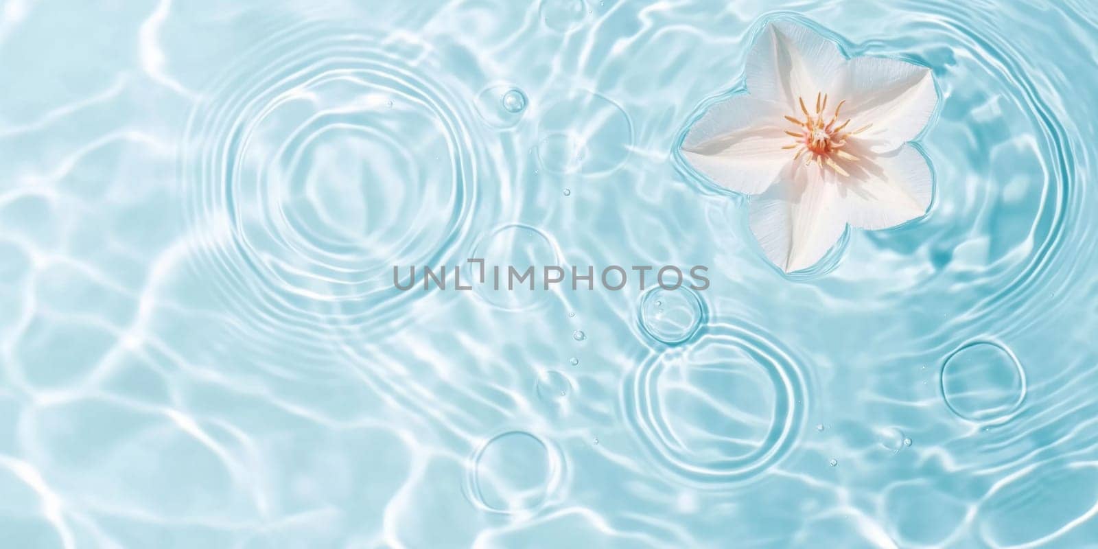 Pink flowers floating on water surface with ripples, perfect for SPA background, AI generated